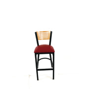 Jones River Series Barstool, Supports Up to 300 lb, 28.5" Seat Height, Burgundy Seat, Natural Back, Black Base