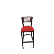 Jones River Series Barstool, Supports Up to 300 lb, 28.5" Seat Height, Red Seat, Dark Mahogany Back, Black Base