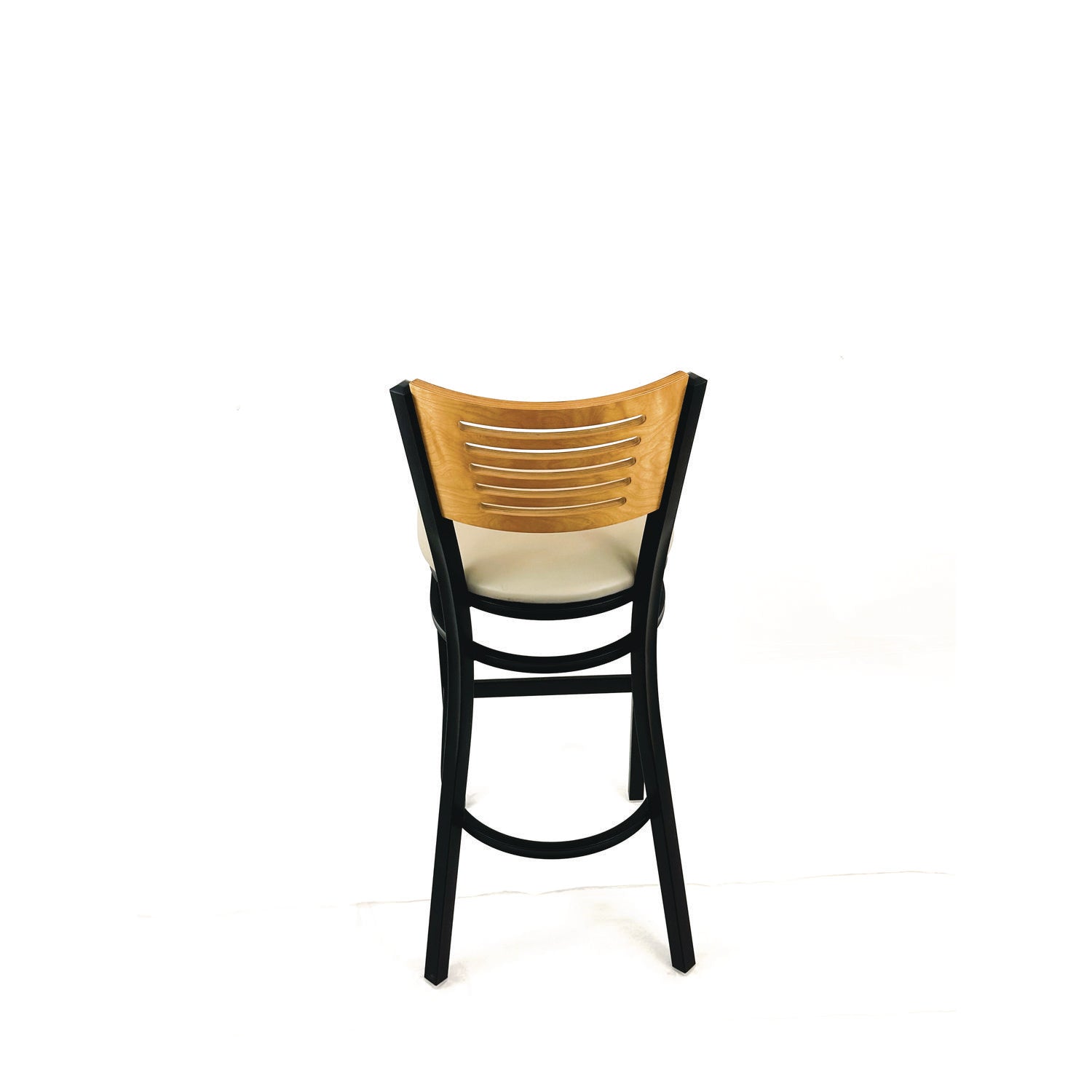Jones River Series Barstool, Supports Up to 300 lb, 28.5" Seat Height, Taupe Seat, Natural Back, Black Base