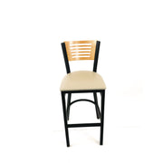 Jones River Series Barstool, Supports Up to 300 lb, 28.5" Seat Height, Taupe Seat, Natural Back, Black Base