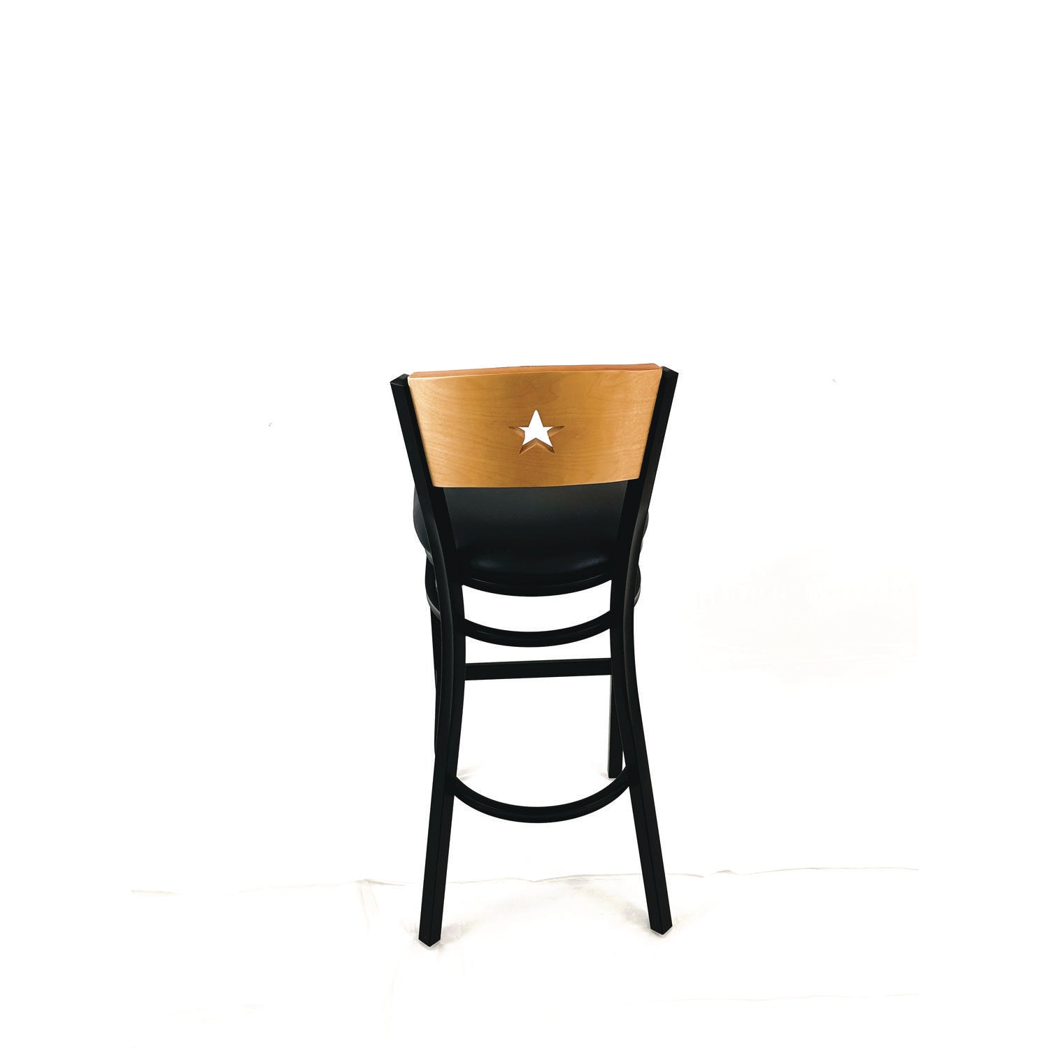 Liberty Series Barstool, Supports Up to 300 lb, 28.5" Seat Height, Black Seat, Natural Back, Black Base
