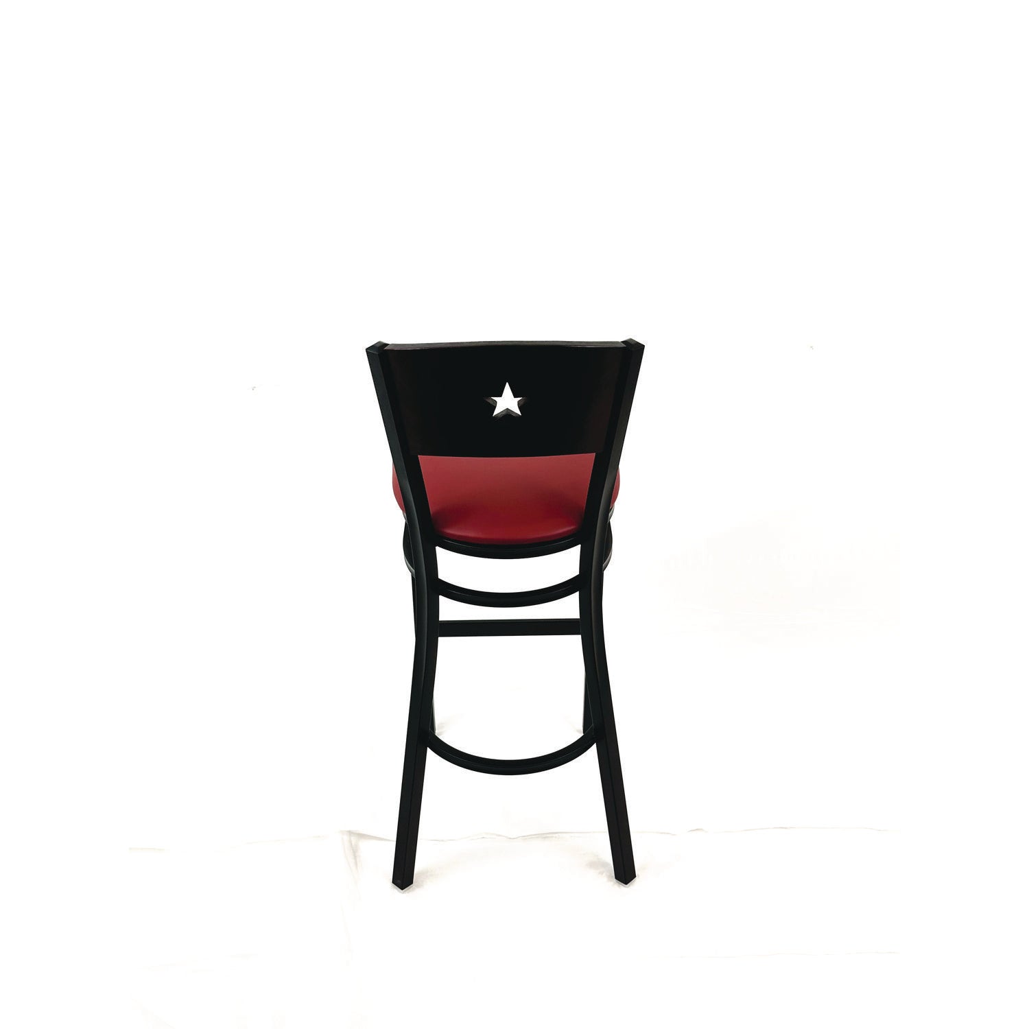 Liberty Series Barstool, Supports Up to 300 lb, 28.5" Seat Height, Burgundy Seat, Dark Mahogany Back, Black Base