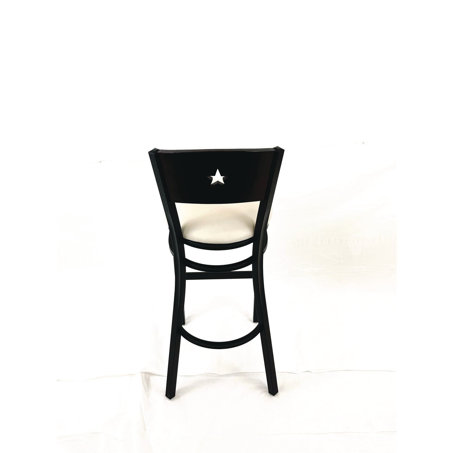 Liberty Series Barstool, Supports Up to 300 lb, 28.5" Seat Height, Cream Seat, Dark Mahogany Back, Black Base