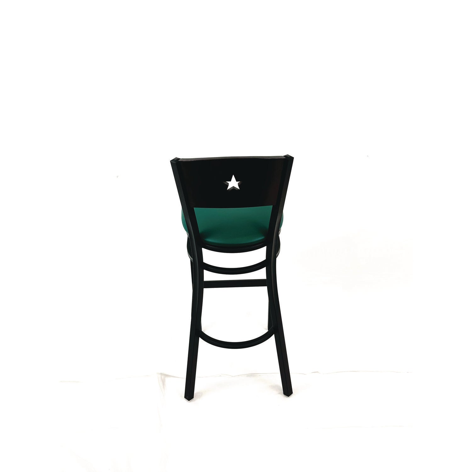 Liberty Series Barstool, Supports Up to 300 lb, 28.5" Seat Height, Green Seat, Dark Mahogany Back, Black Base
