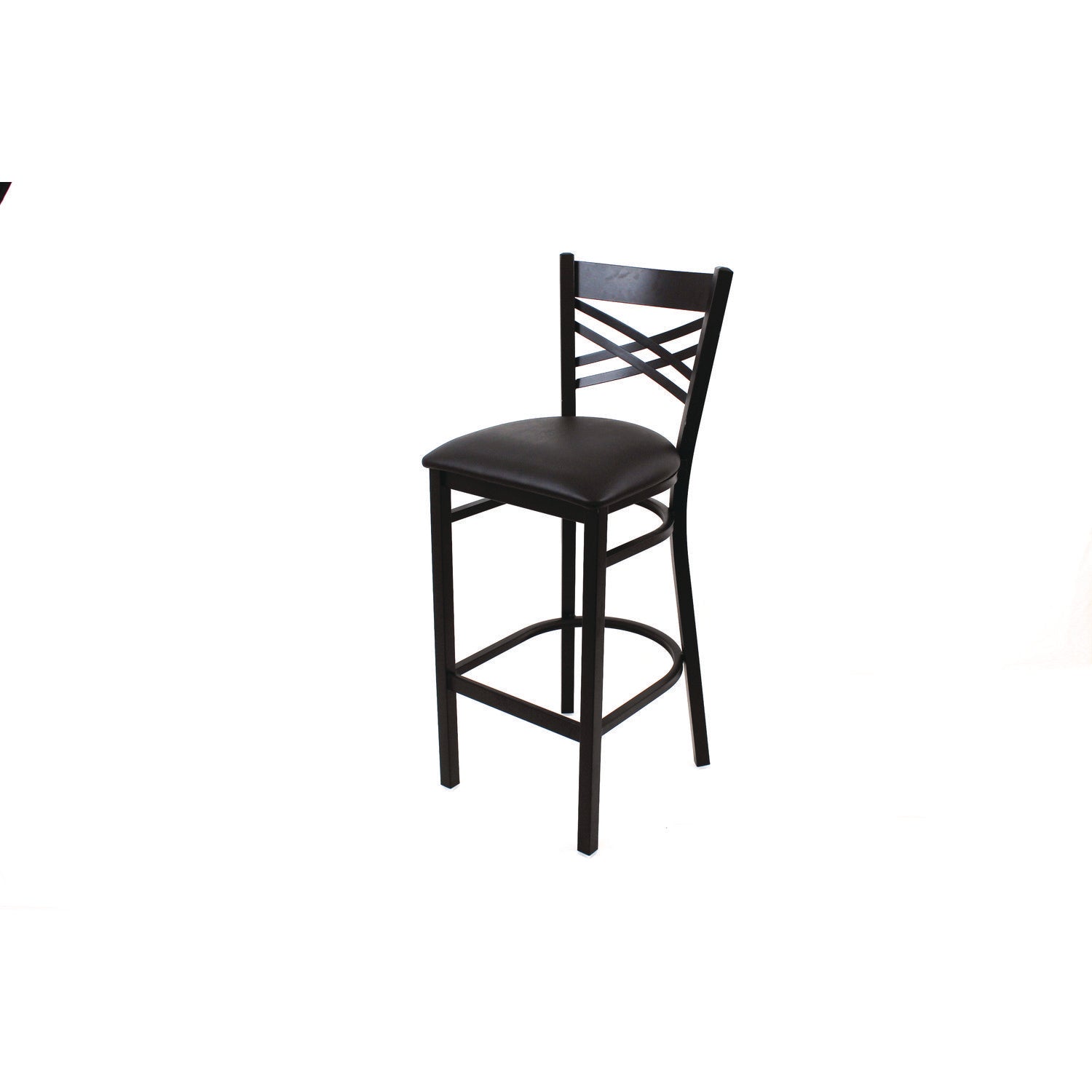X Series Barstool, Supports Up to 300 lb, 29.5" Seat Height, Black Seat, Black Back, Black Base