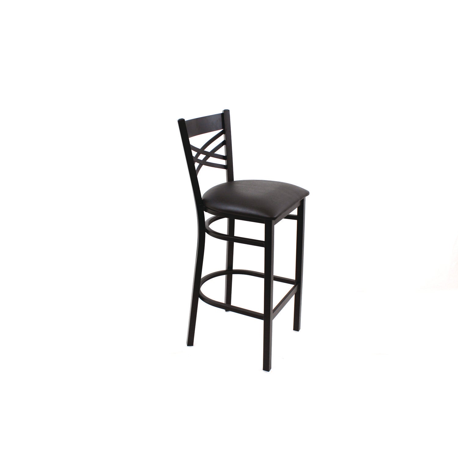 X Series Barstool, Supports Up to 300 lb, 29.5" Seat Height, Black Seat, Black Back, Black Base