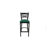 X Series Barstool, Supports Up to 300 lb, 29.5" Seat Height, Green Seat, Black Back, Black Base