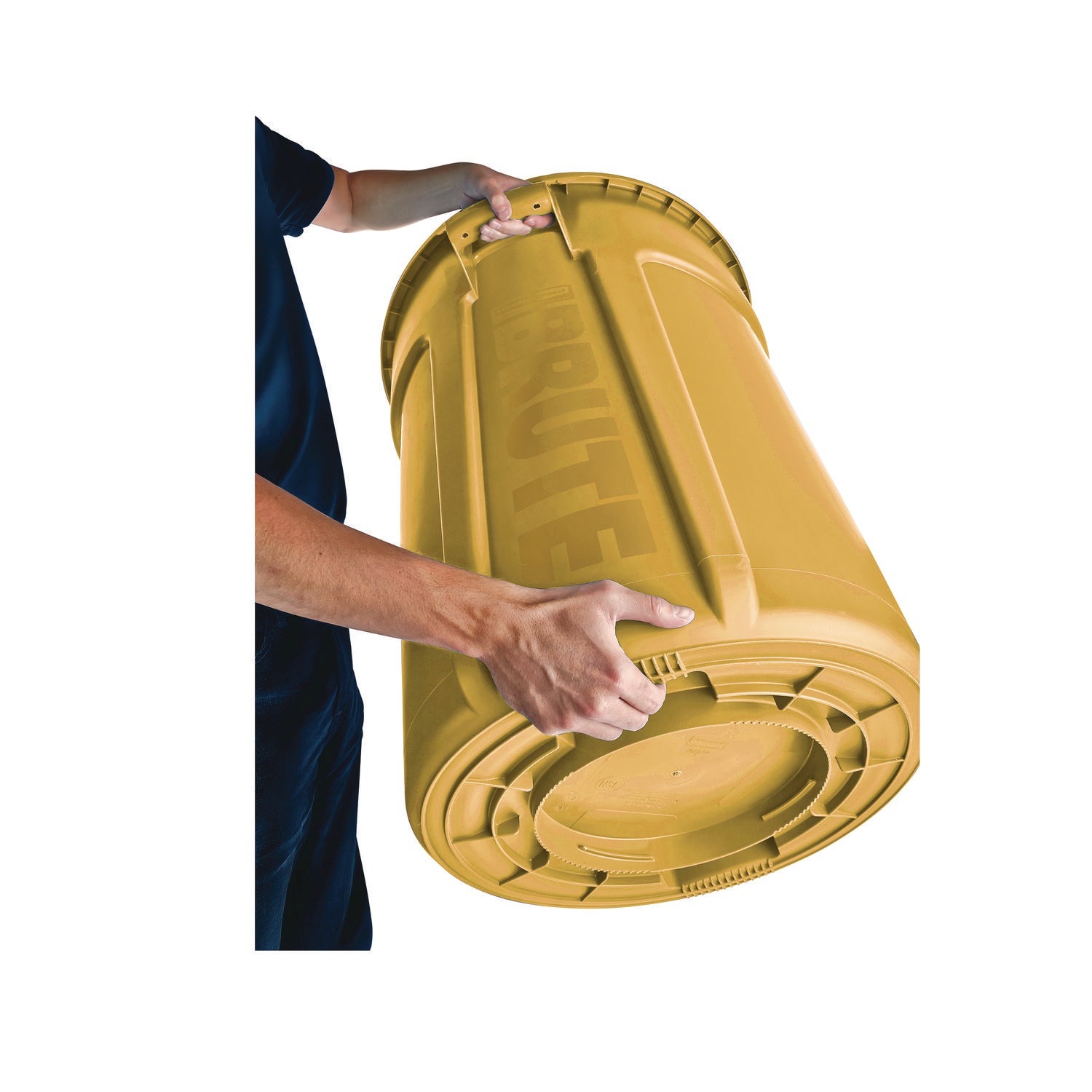 Vented Round Brute Container, 32 gal, Plastic, Yellow