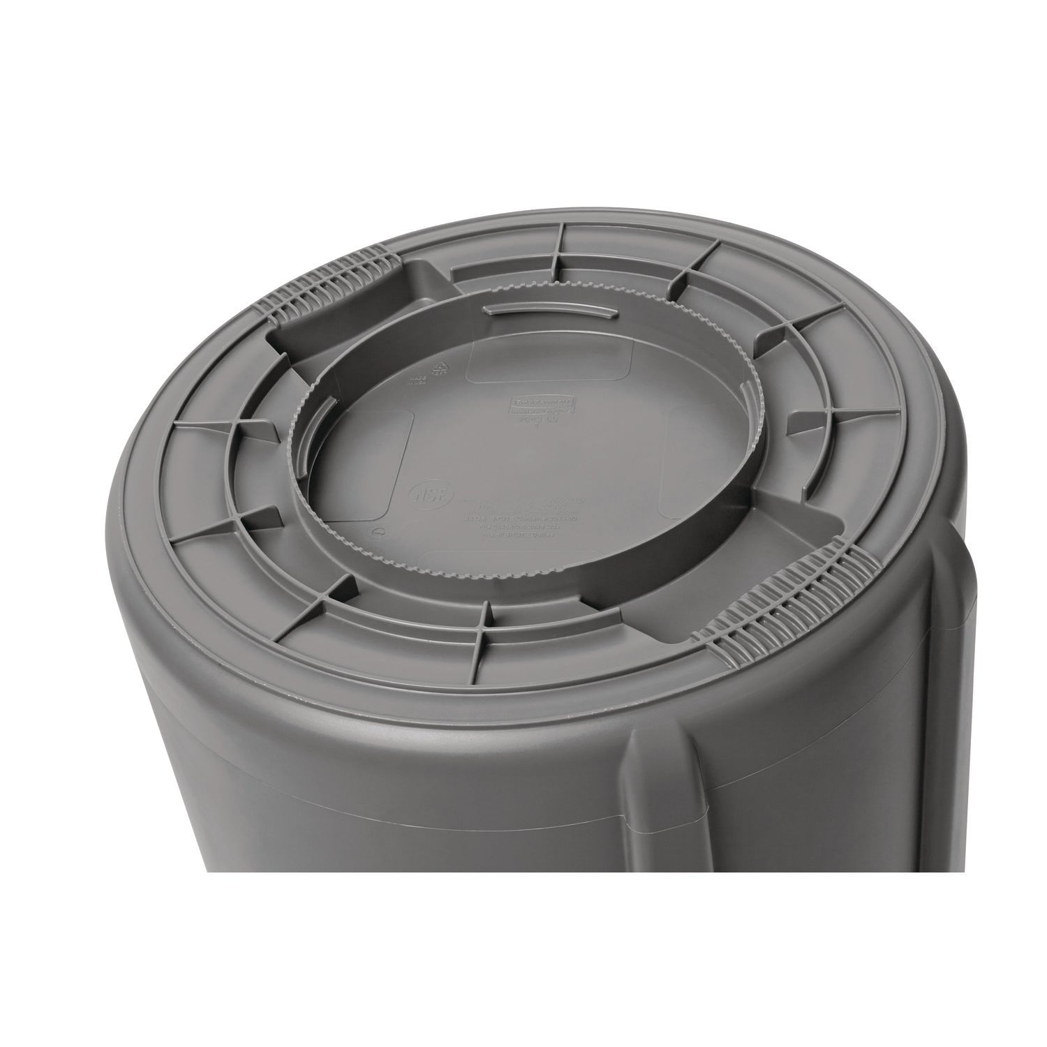 Rubbermaid Commercial Brute 44-Gallon Vented Utility Container, Round, Heavy Duty, Reinforced Handles, UV Coated, Water and Crack Resistant, Plastic, Gray, 31.5" Height x 24" Diameter, 1 Each