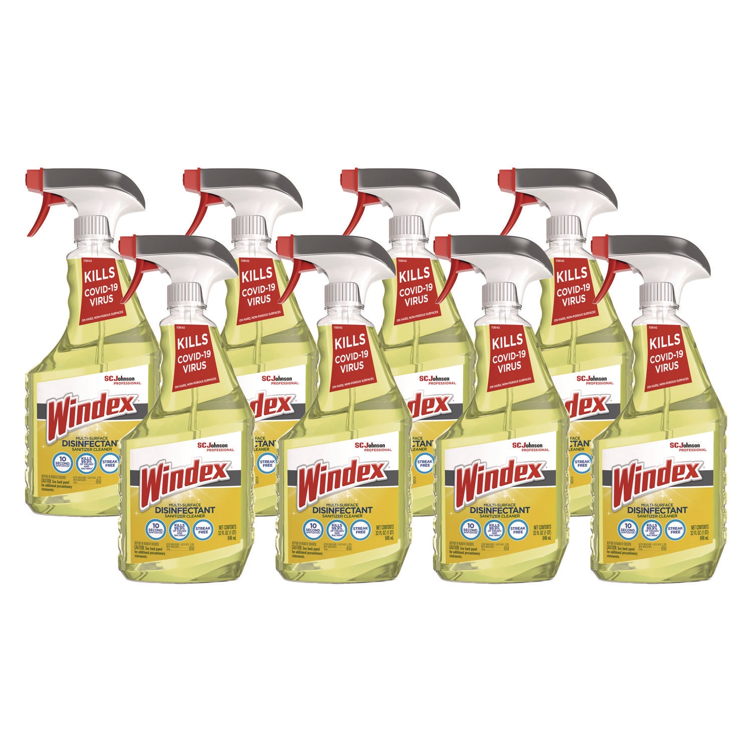 Windex&reg; Multisurface Disinfectant Spray - 32 fl oz (1 quart) - Disinfectant, Streak-free - Yellow - 1 Each