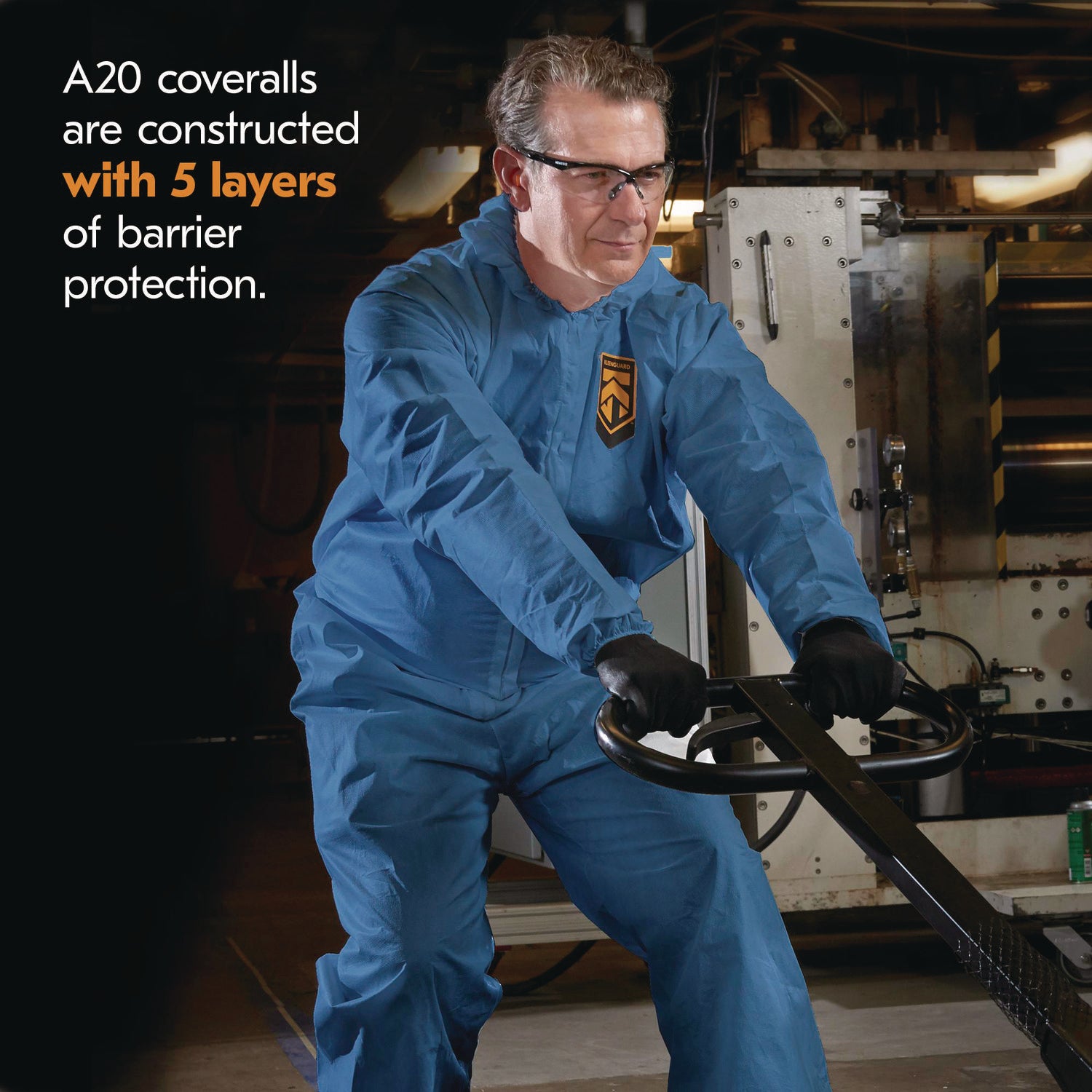 A20 Breathable Particle Protection Coveralls, Zip Front, Hood, Elastic Back, Wrists, Ankles, 3X-Large, Blue, 20/Carton