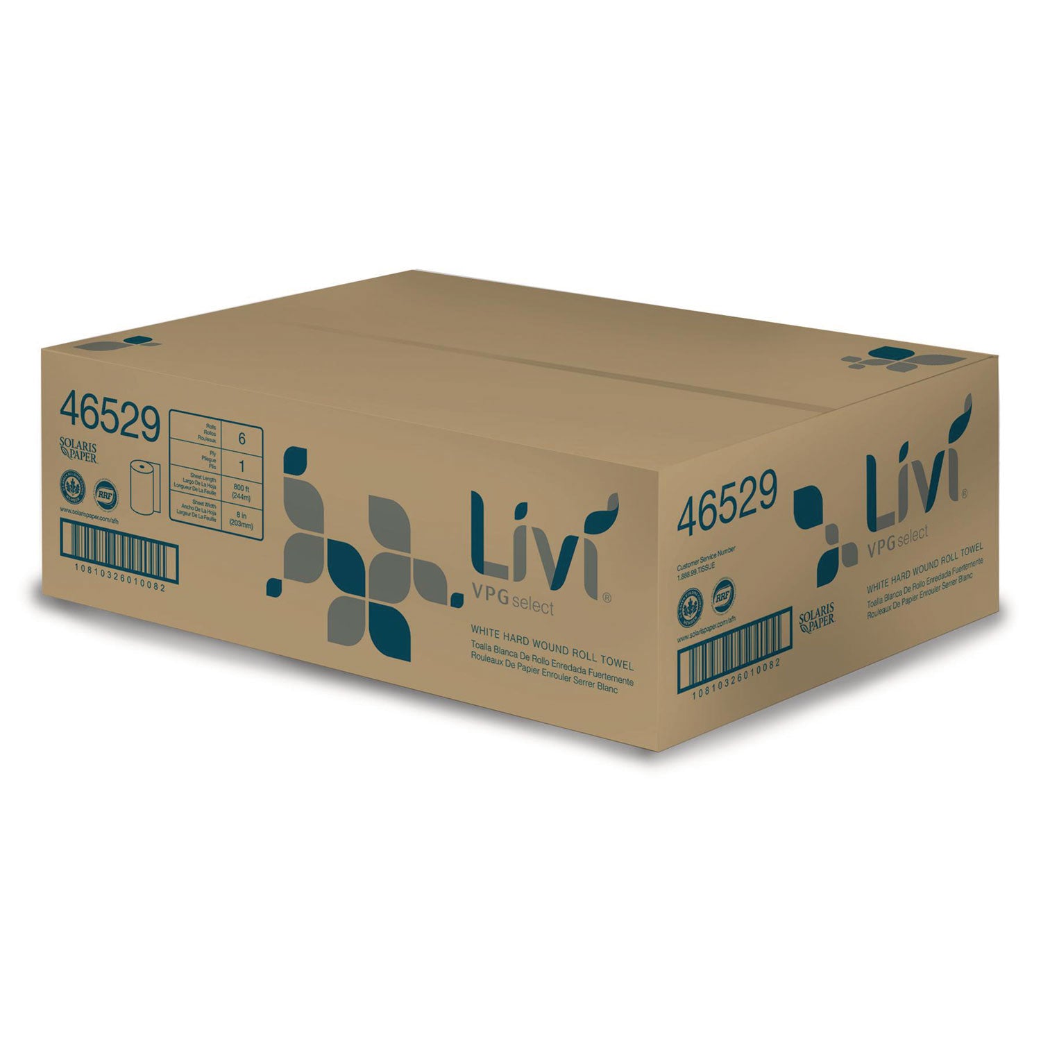 1 Ply - 8" Width x 800 ft Length - White - Virgin Fiber - 6 / Carton