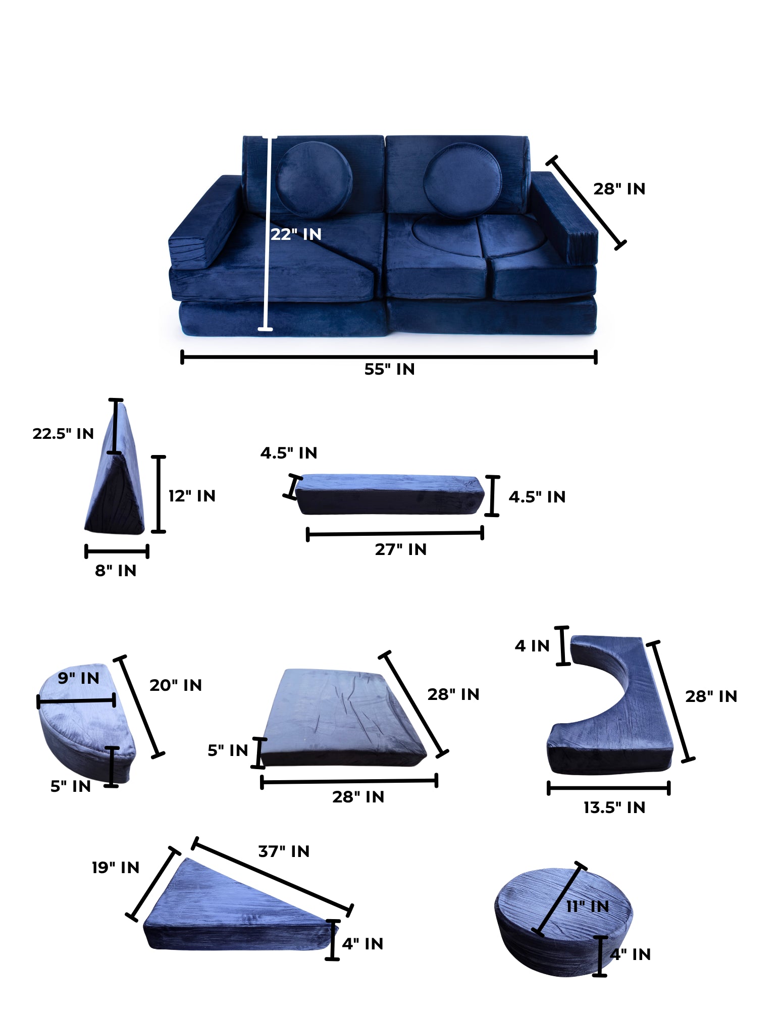 Modular Children’s Sofa Set - 55"L x 28"W x 22"H