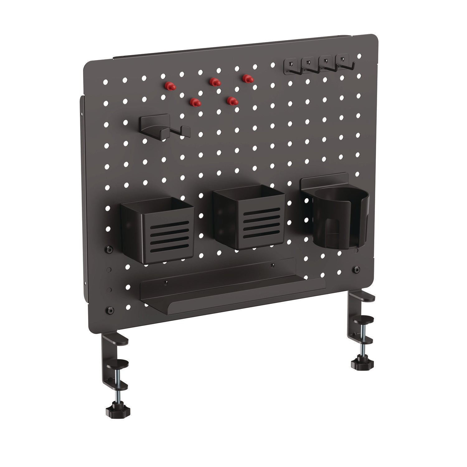 Kantek Pegboard Organizer Board with Accessories, Black, Powder Coated Steel, 17.40" x 21.50" x 3.80", 1 Each