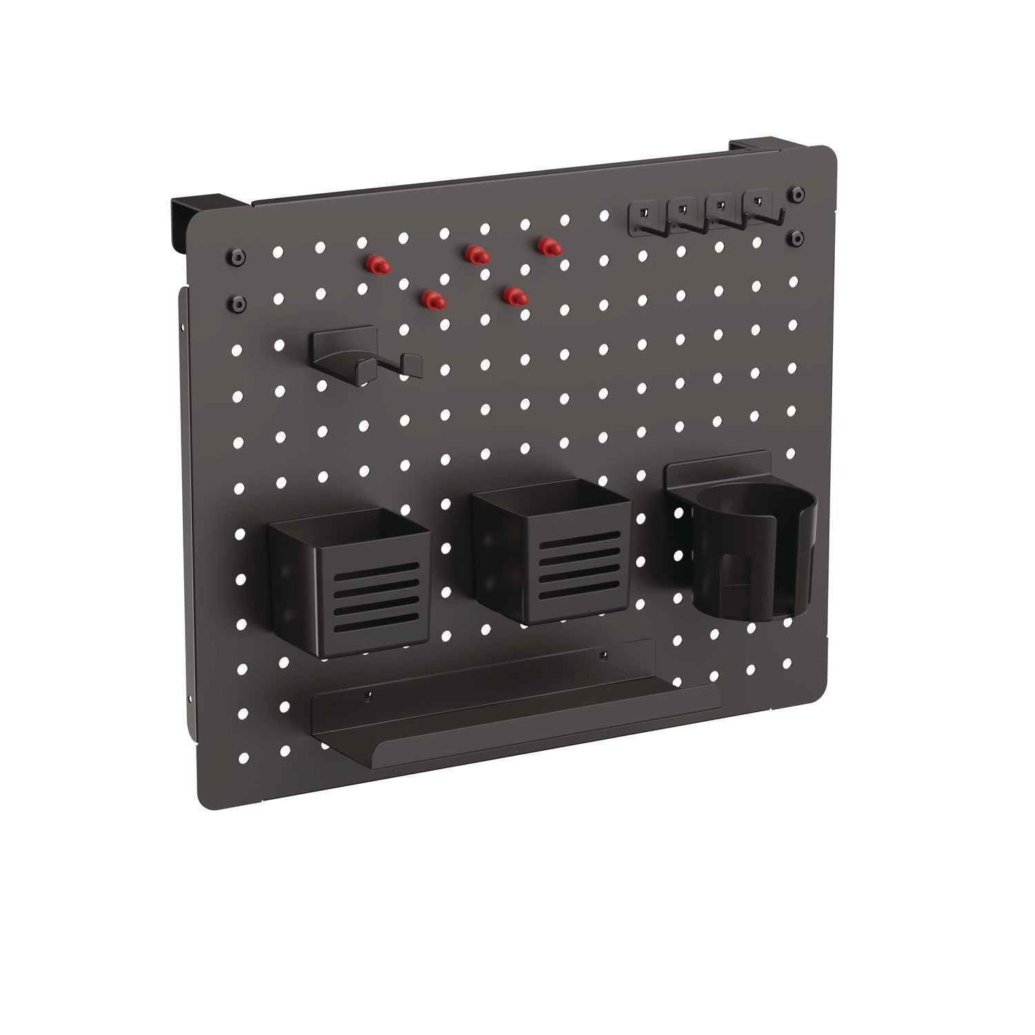 Kantek Pegboard Organizer Board with Accessories, Black, Powder Coated Steel, 17.40" x 21.50" x 3.80", 1 Each