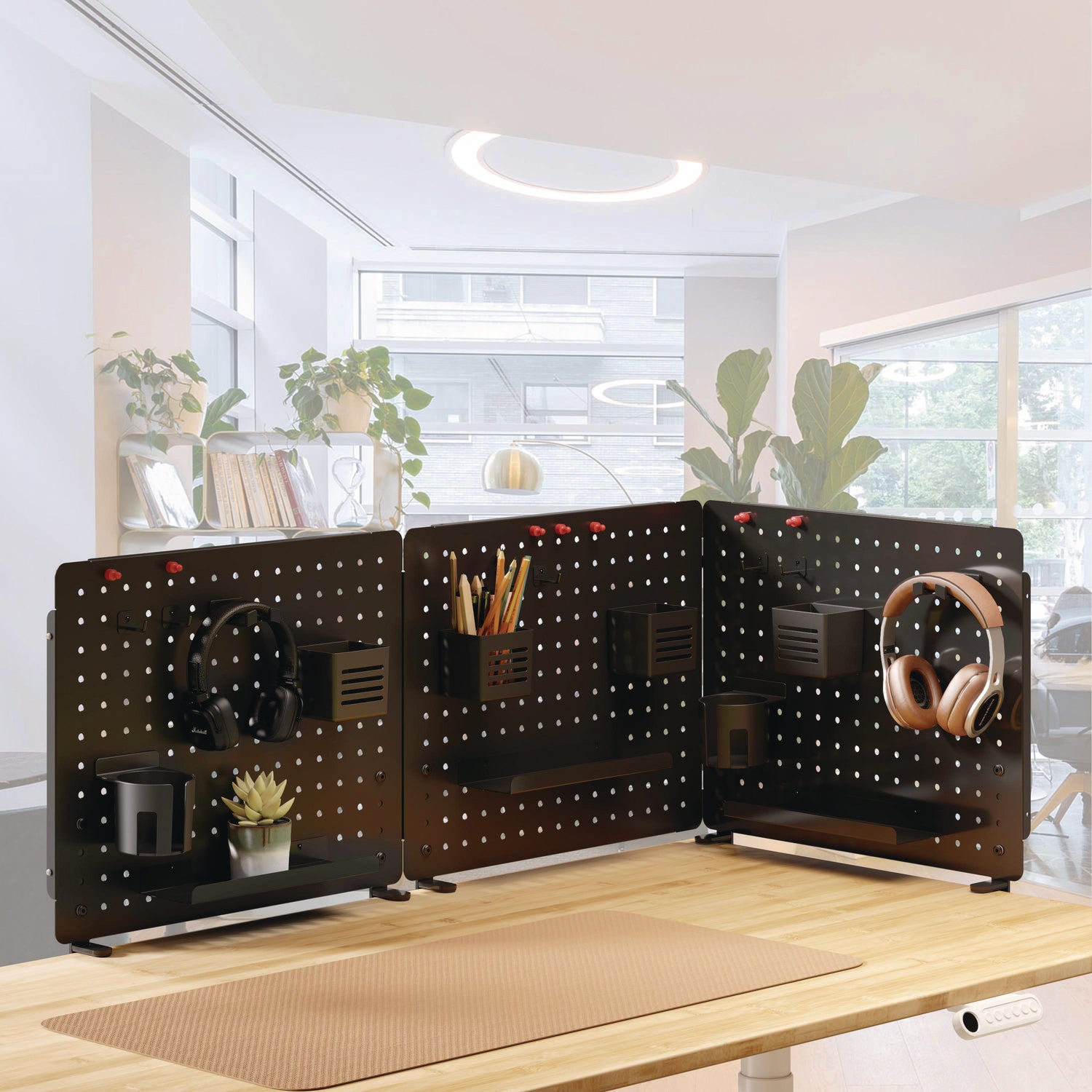Kantek Pegboard Organizer Board with Accessories, Black, Powder Coated Steel, 17.40" x 21.50" x 3.80", 1 Each