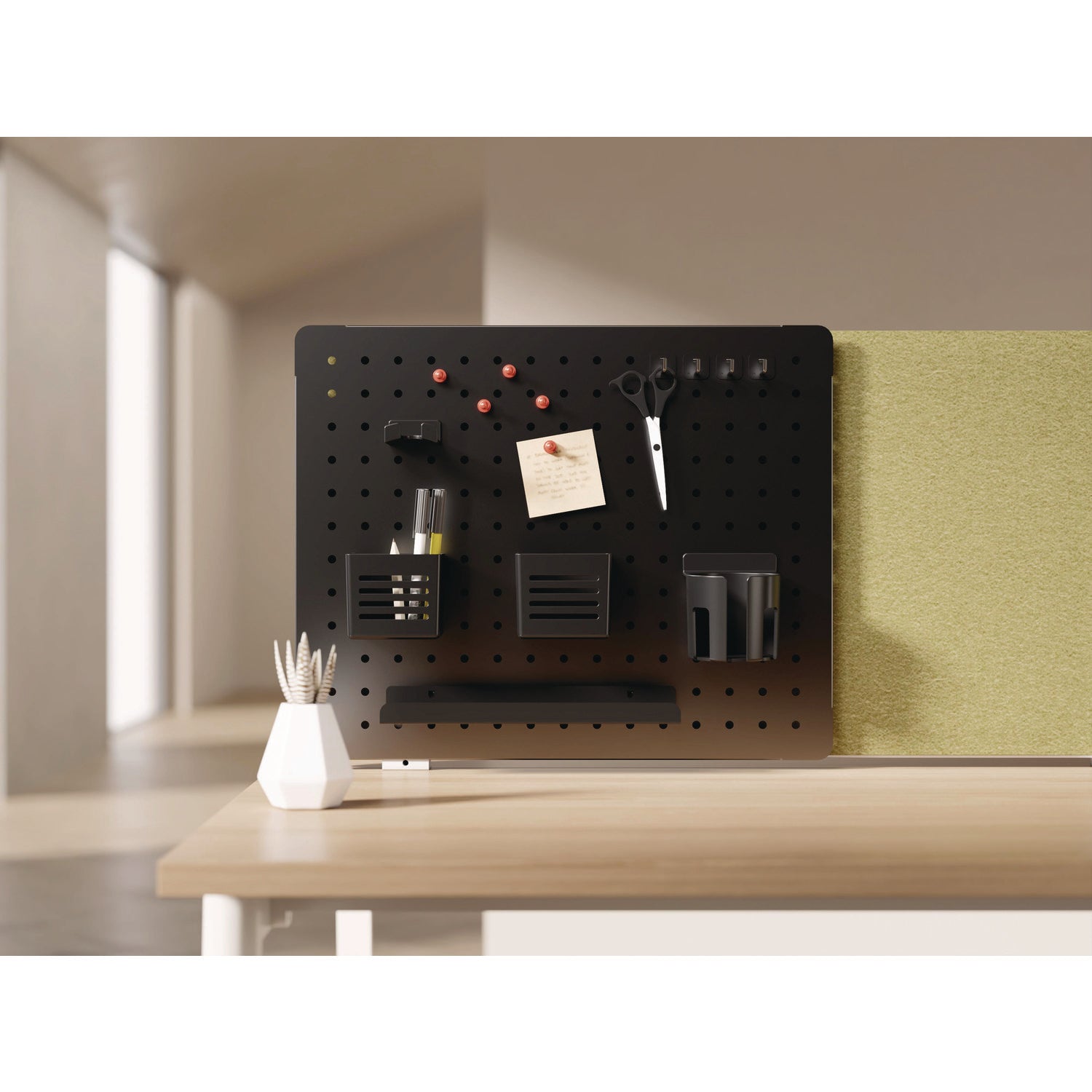 Kantek Pegboard Organizer Board with Accessories, Black, Powder Coated Steel, 17.40" x 21.50" x 3.80", 1 Each