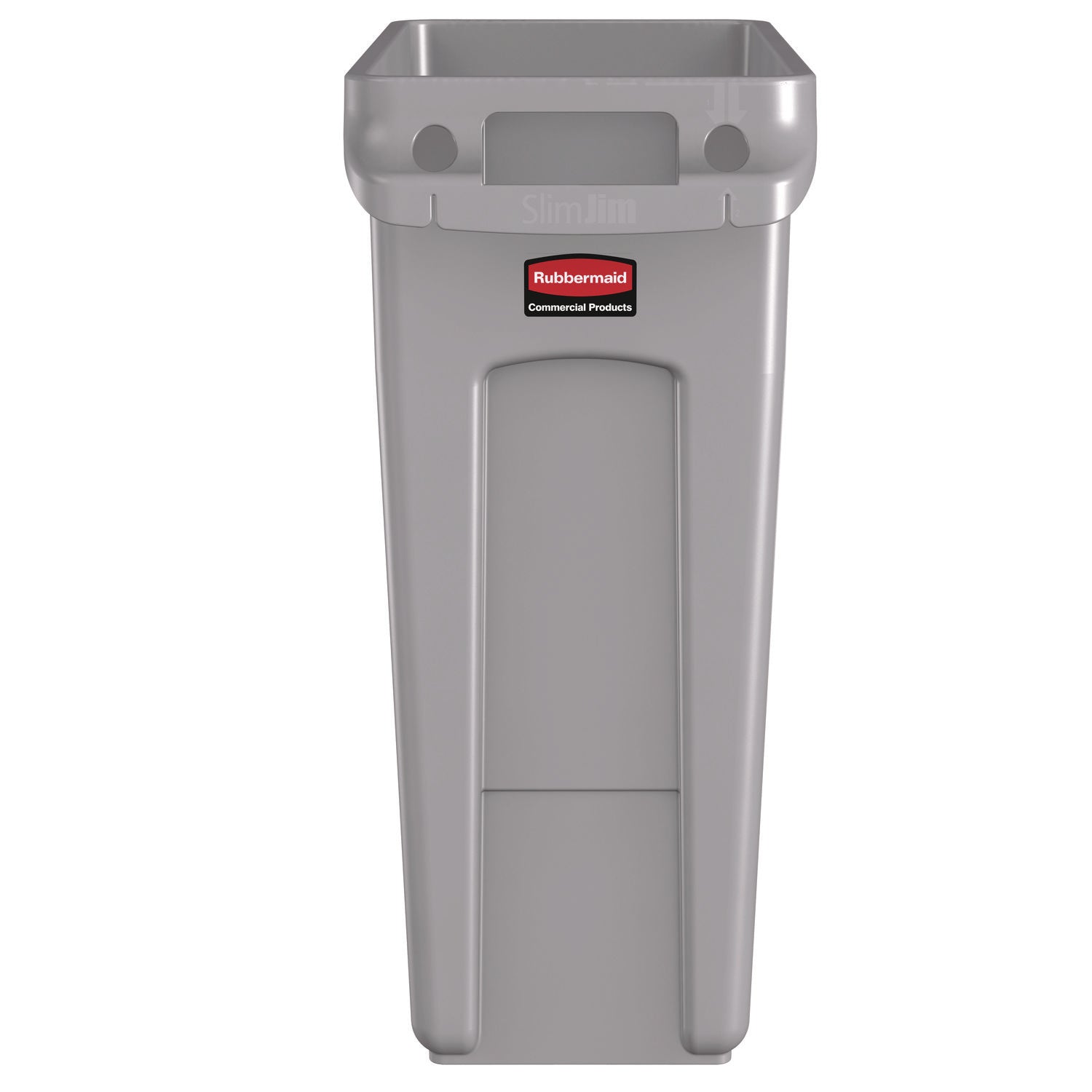 Rubbermaid Commercial Slim Jim Vented Container - 16 gal Capacity - Rectangular - Durable, Vented, Sturdy, Weather Resistant, Handle, Lightweight - 25" Height x 11" Width - Gray - 1 Each