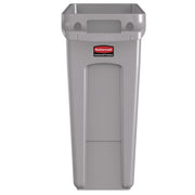 Rubbermaid Commercial Slim Jim Vented Container - 16 gal Capacity - Rectangular - Durable, Vented, Sturdy, Weather Resistant, Handle, Lightweight - 25" Height x 11" Width - Gray - 1 Each