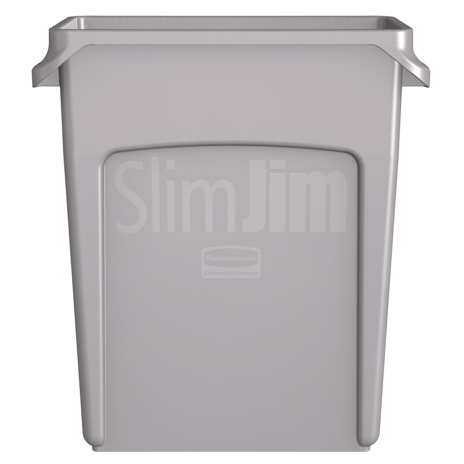 Rubbermaid Commercial Slim Jim Vented Container - 16 gal Capacity - Rectangular - Durable, Vented, Sturdy, Weather Resistant, Handle, Lightweight - 25" Height x 11" Width - Gray - 1 Each