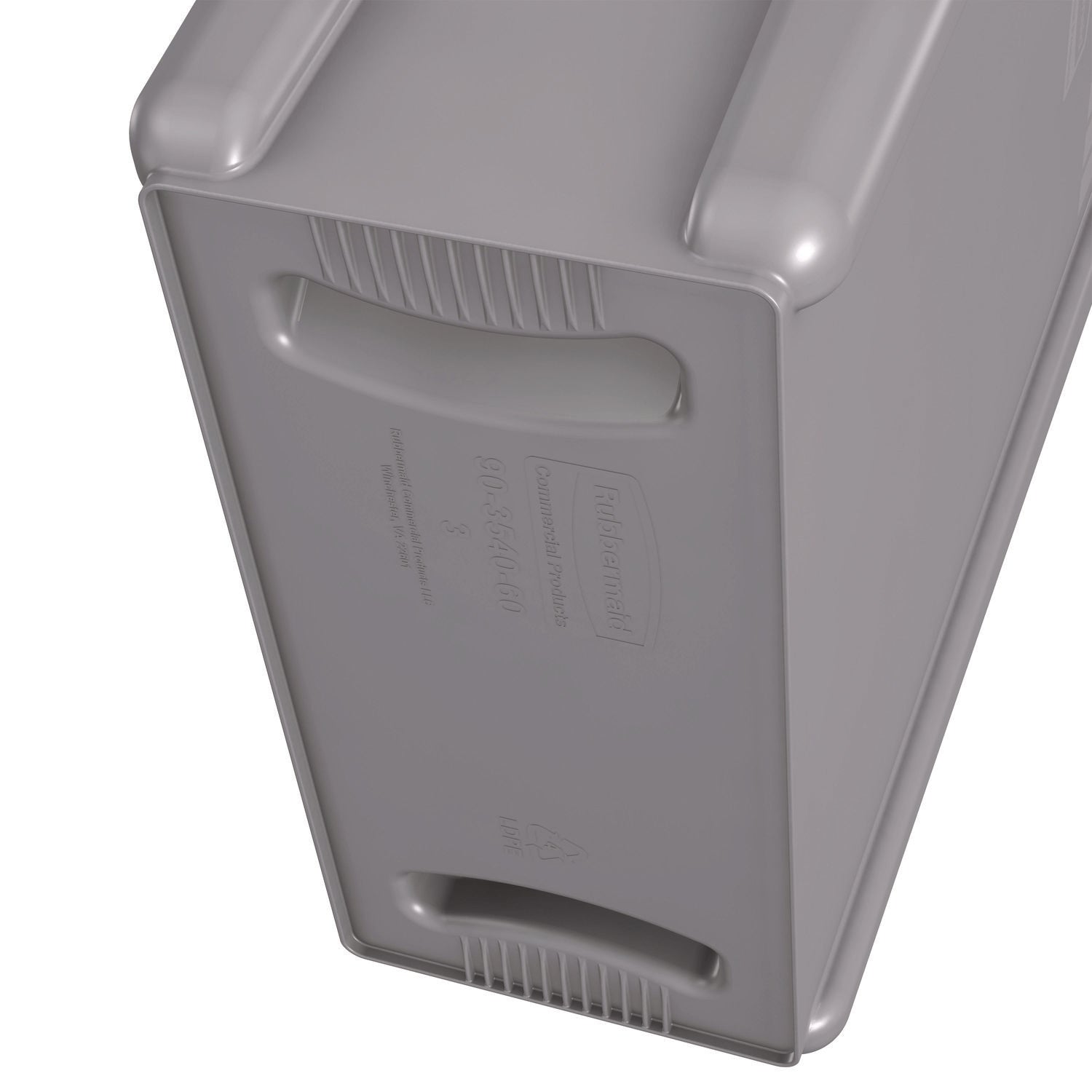 Rubbermaid Commercial Slim Jim Vented Container - 16 gal Capacity - Rectangular - Durable, Vented, Sturdy, Weather Resistant, Handle, Lightweight - 25" Height x 11" Width - Gray - 1 Each