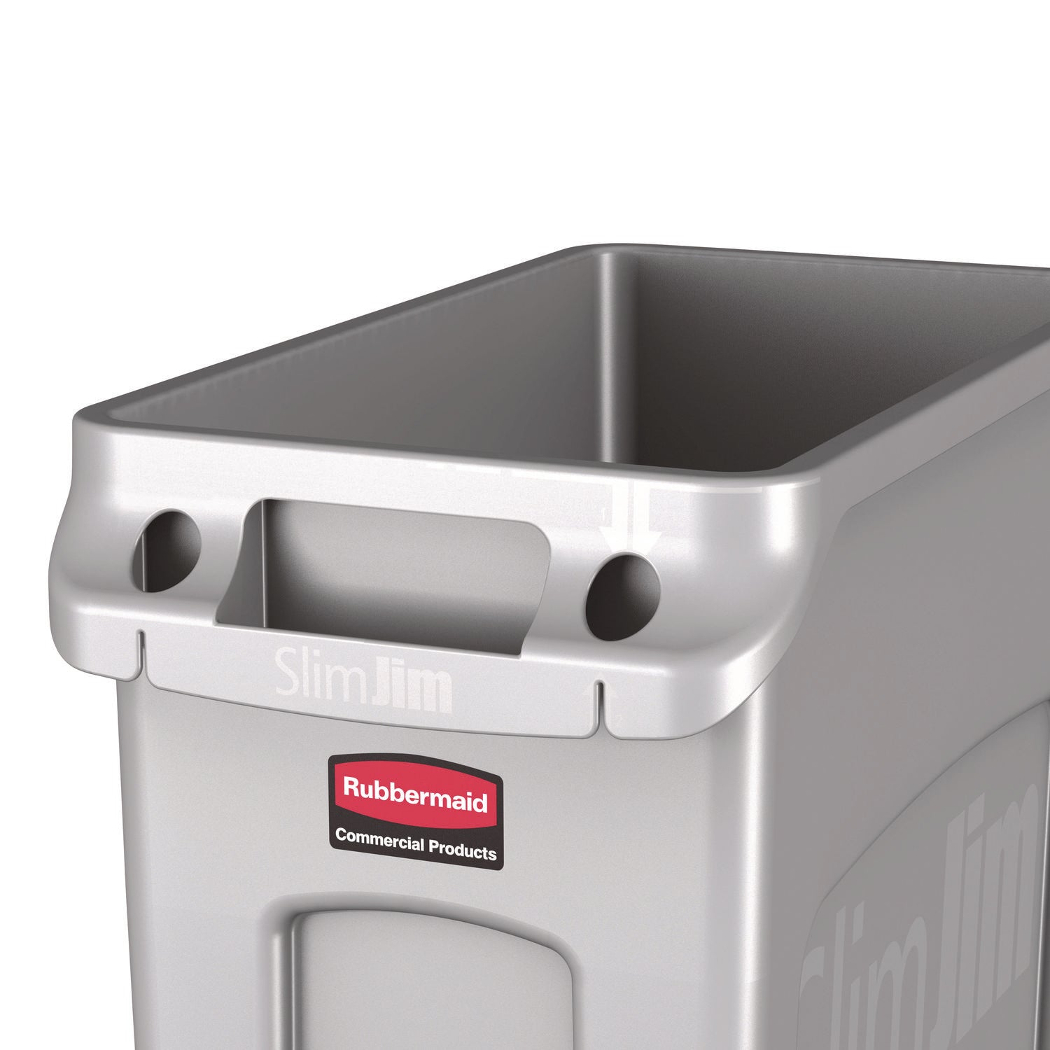 Rubbermaid Commercial Slim Jim Vented Container - 16 gal Capacity - Rectangular - Durable, Vented, Sturdy, Weather Resistant, Handle, Lightweight - 25" Height x 11" Width - Gray - 1 Each