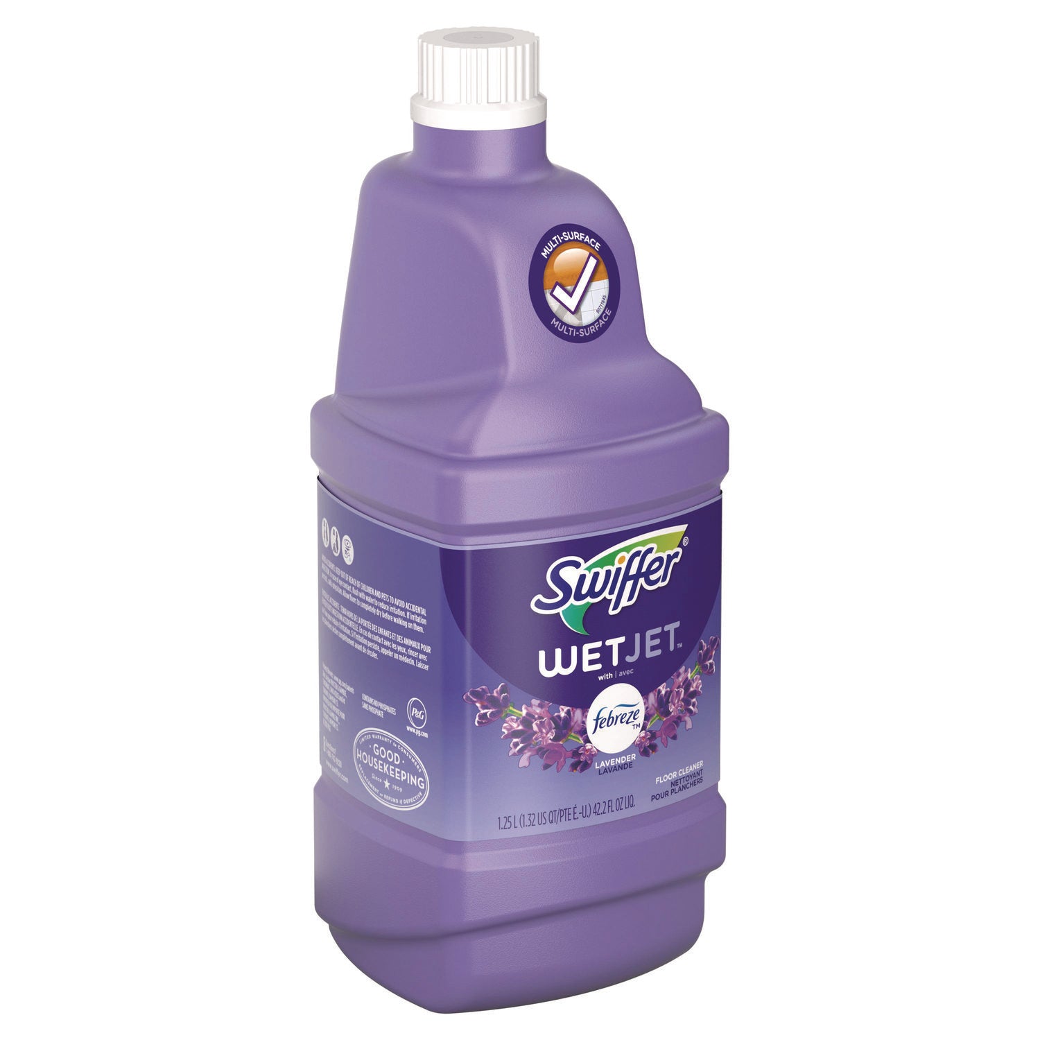 Swiffer WetJet Floor Cleaner - For Multi Surface, Multipurpose - Liquid - 42.2 fl oz (1.3 quart) - Lavender Vanilla Scent - Non-streaking, Phosphate-free, Quick Drying - Purple - 4 / Carton