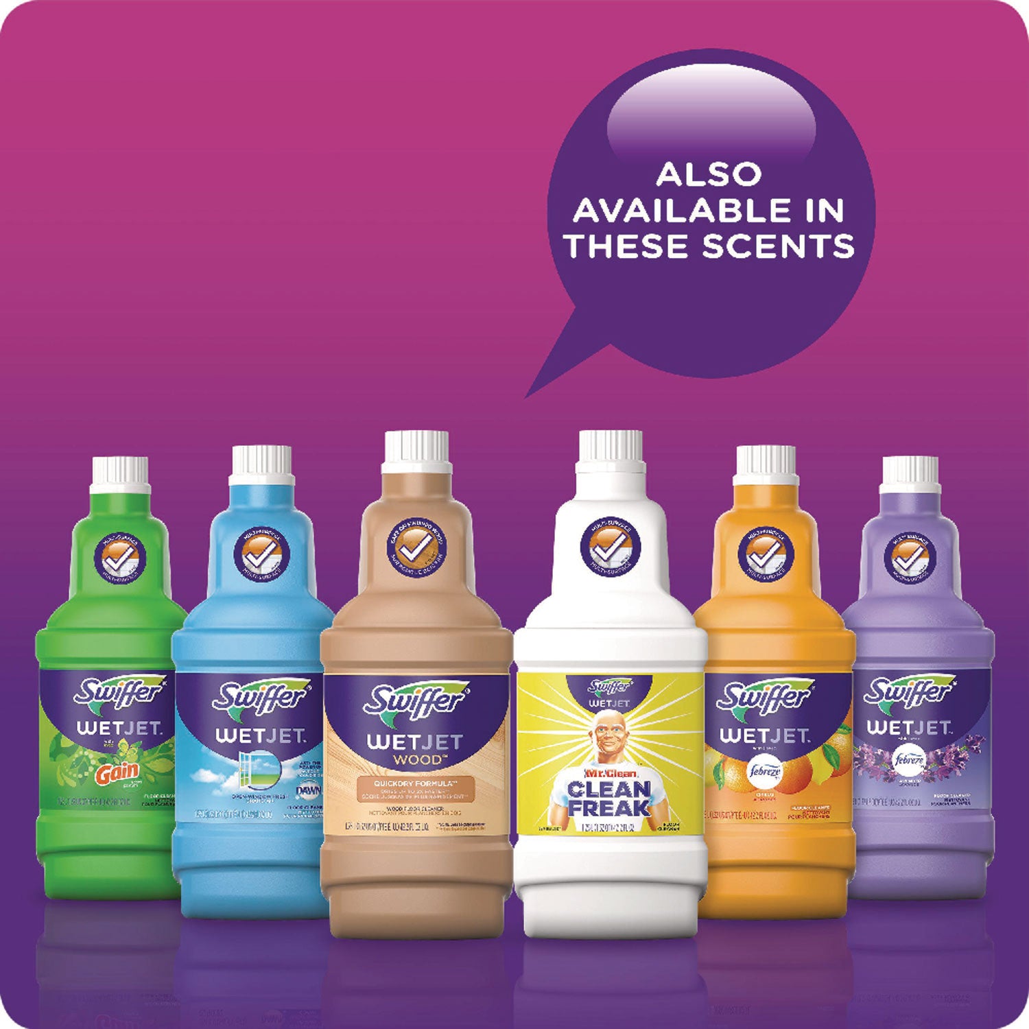 Swiffer WetJet Floor Cleaner - For Multi Surface, Multipurpose - Liquid - 42.2 fl oz (1.3 quart) - Lavender Vanilla Scent - Non-streaking, Phosphate-free, Quick Drying - Purple - 4 / Carton