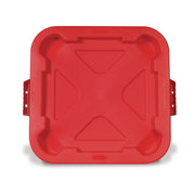 Square BRUTE Lid, 21.88w x 21.88d x 2.13h, Red, 6/Carton