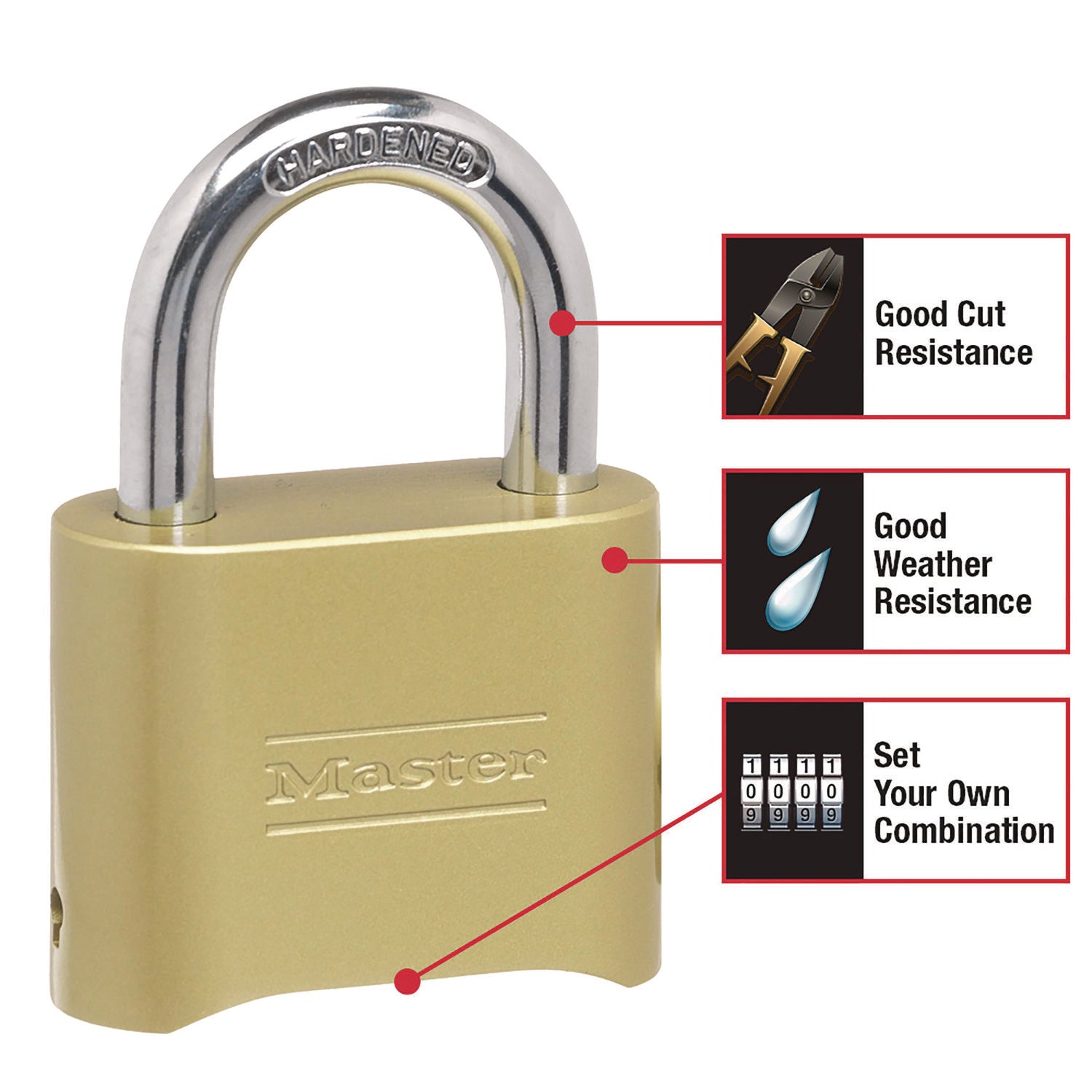4 Digit - 0.31" Shackle Diameter - Brass - 1 Each