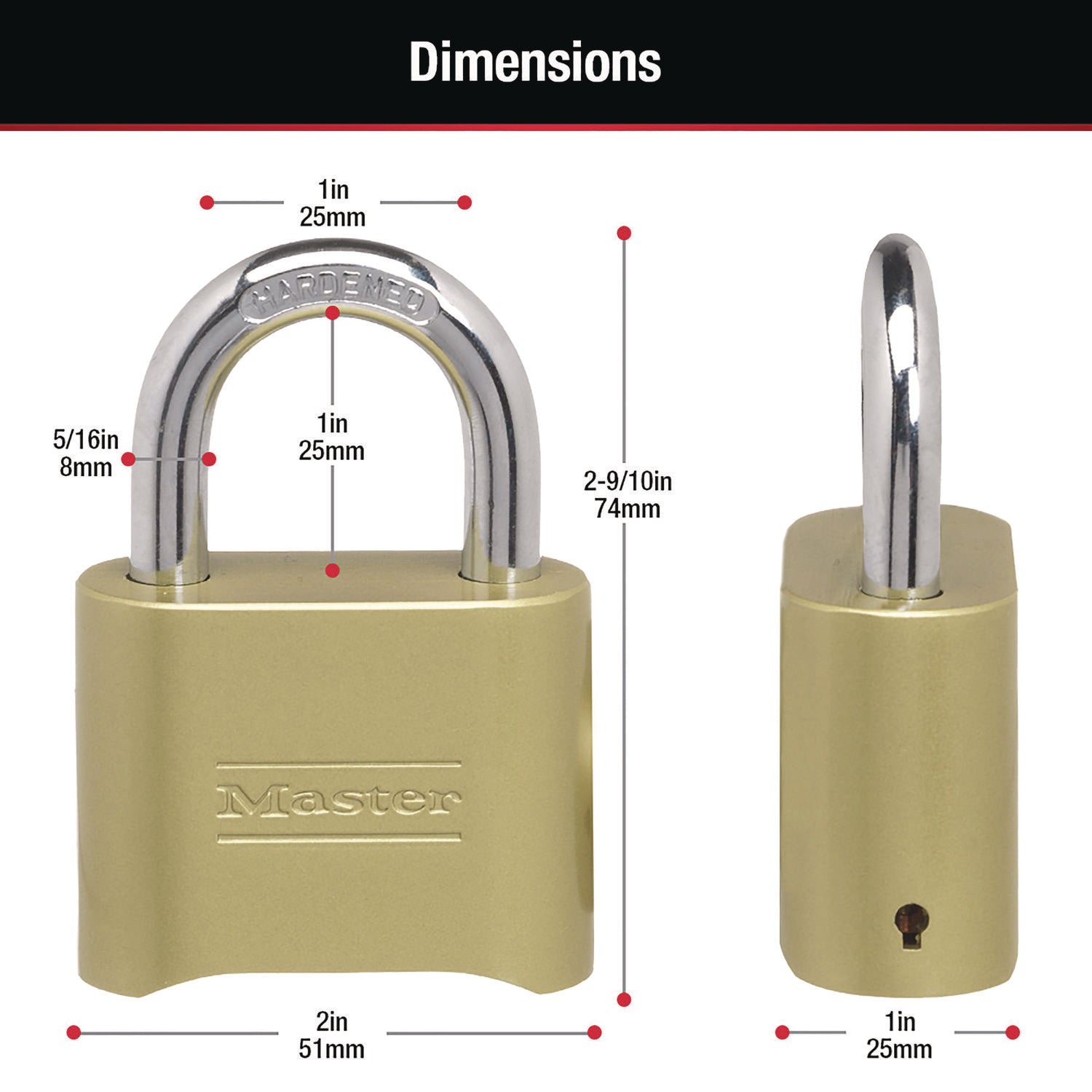 4 Digit - 0.31" Shackle Diameter - Brass - 1 Each