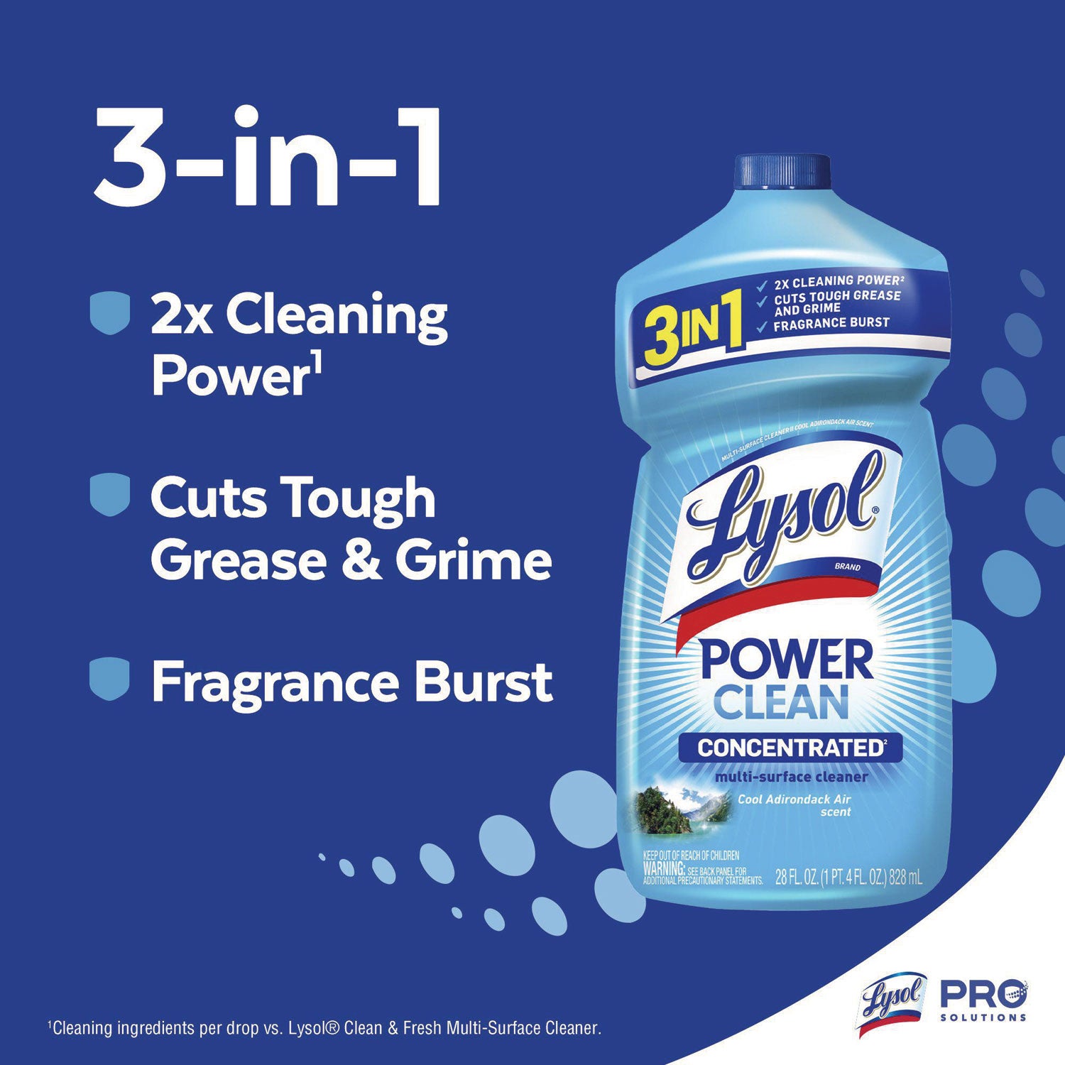 Power Clean Concentrated Multi-Surface Cleaner, Cool Adirondack, 28 oz Pour Bottle, 9/Carton