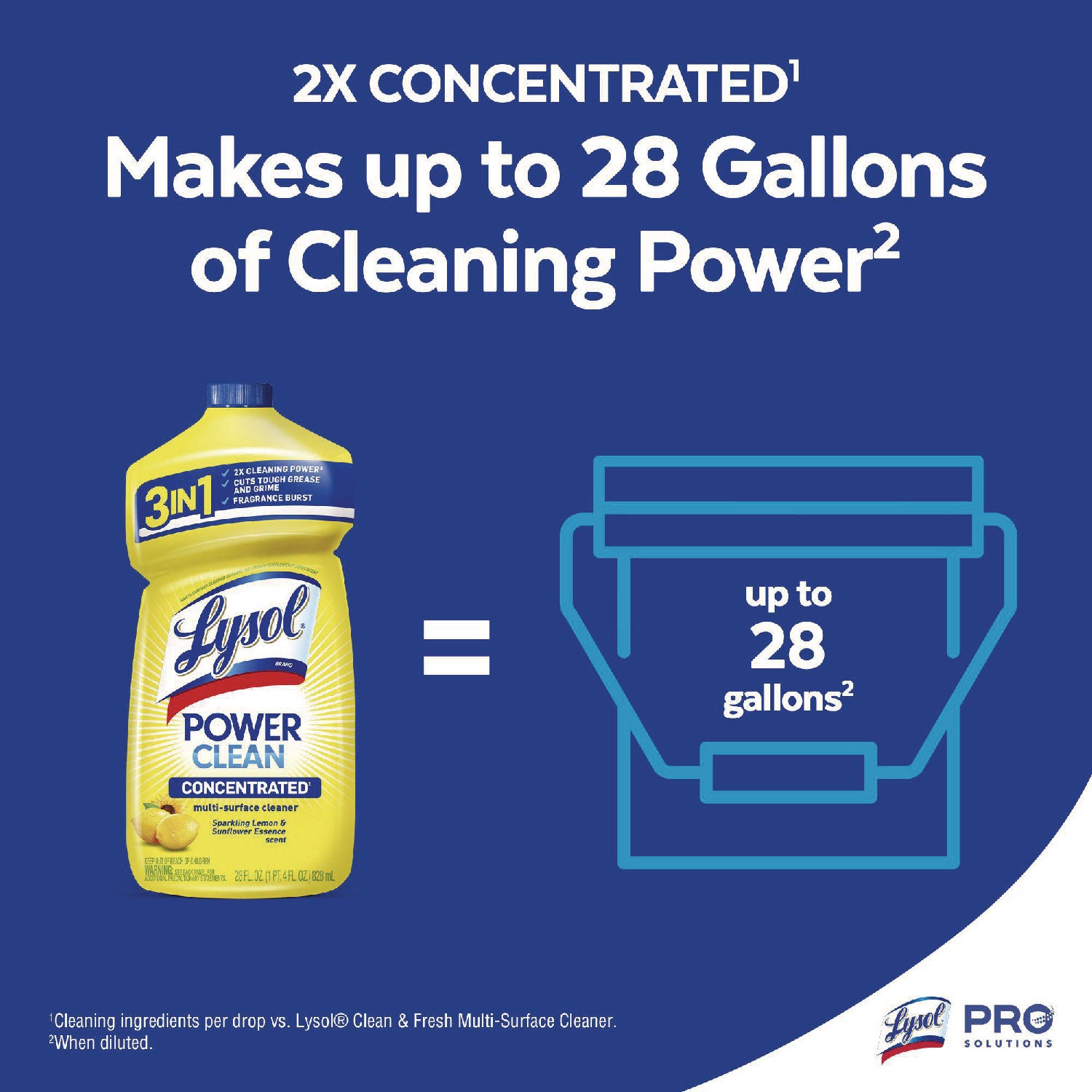 Power Clean Concentrated Multi-Surface Cleaner, Lemon And Sunflower Essence, 28 Oz Pour Bottle, 9/Carton