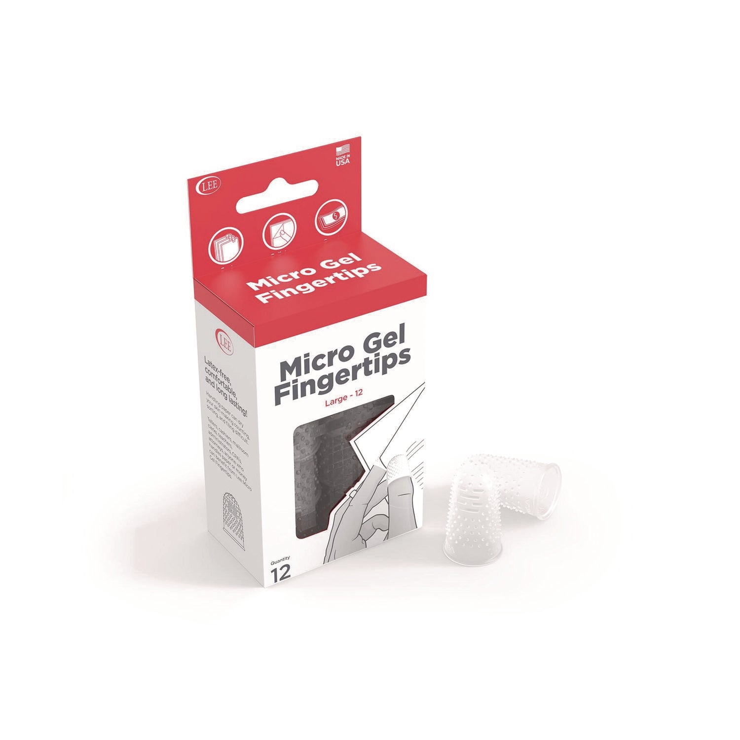 Micro-Gel Fingertips, Size 12, Large, Clear, 12/Pack