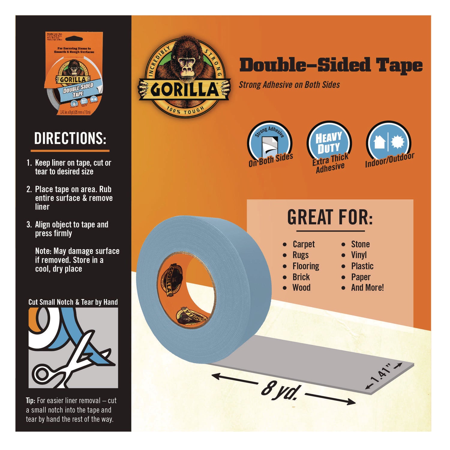 24 ft Length x 1.40" Width - Gray - 1 Roll