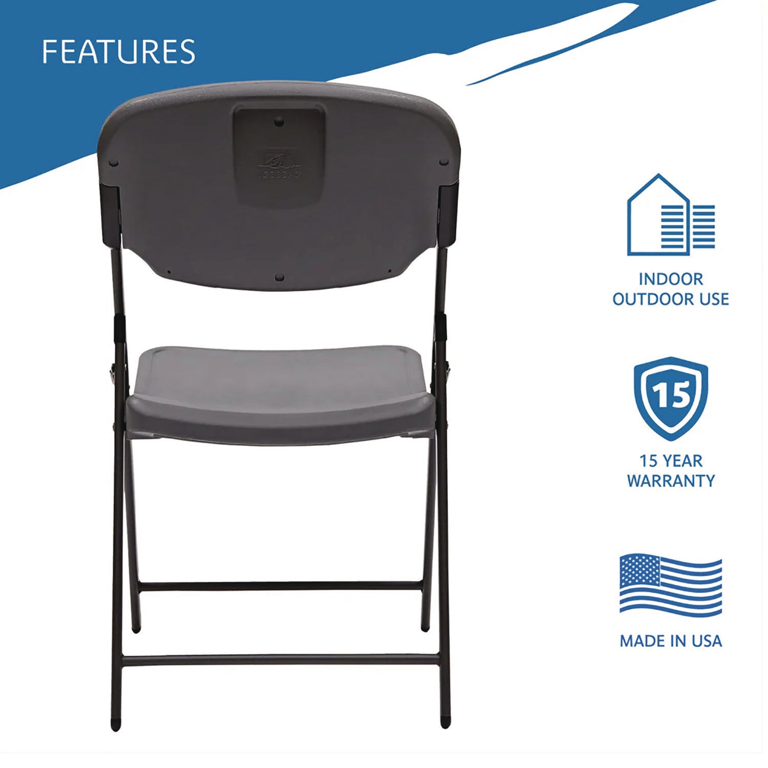 Rough n Ready® Commercial Folding Chair - Charcoal