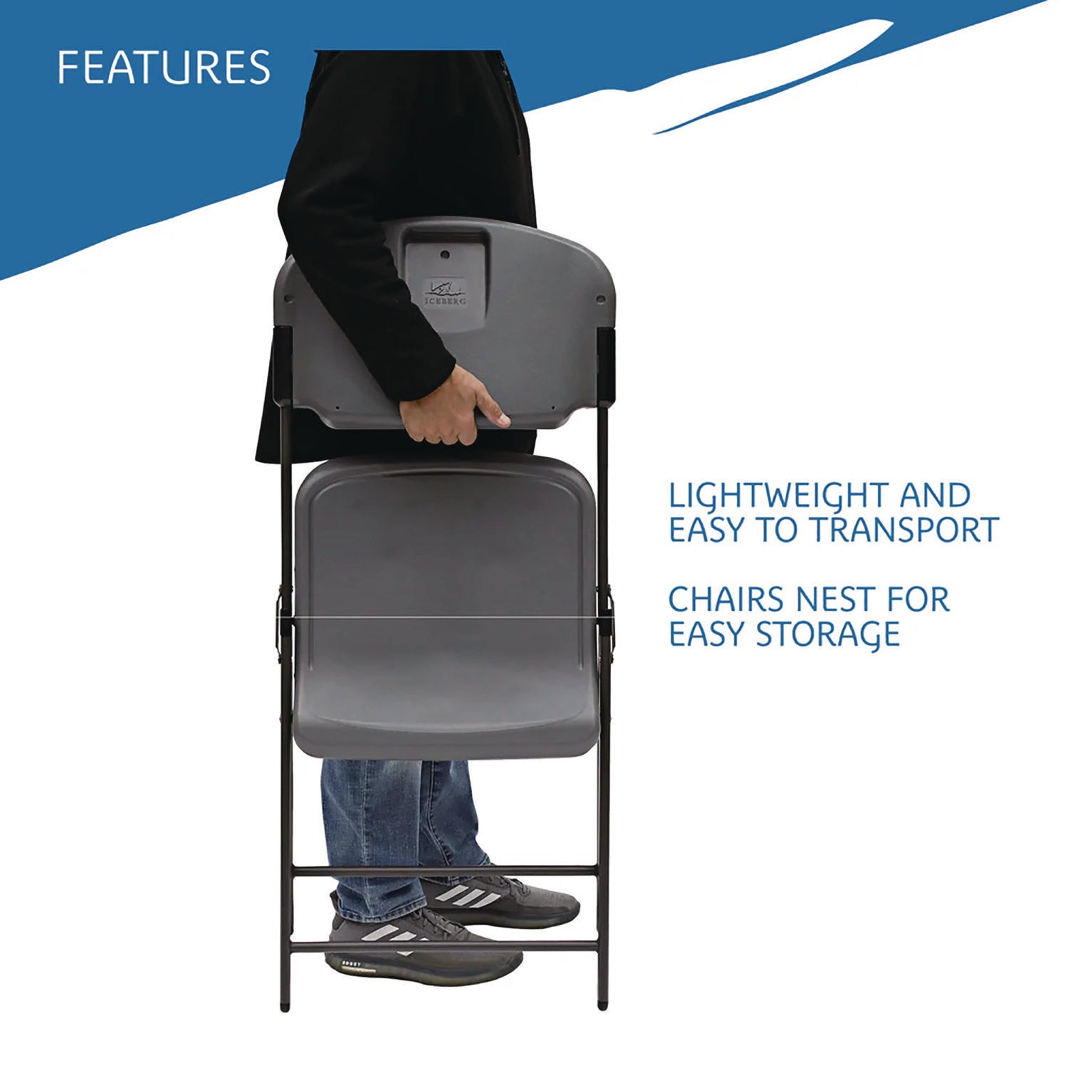 Rough n Ready® Commercial Folding Chair - Charcoal