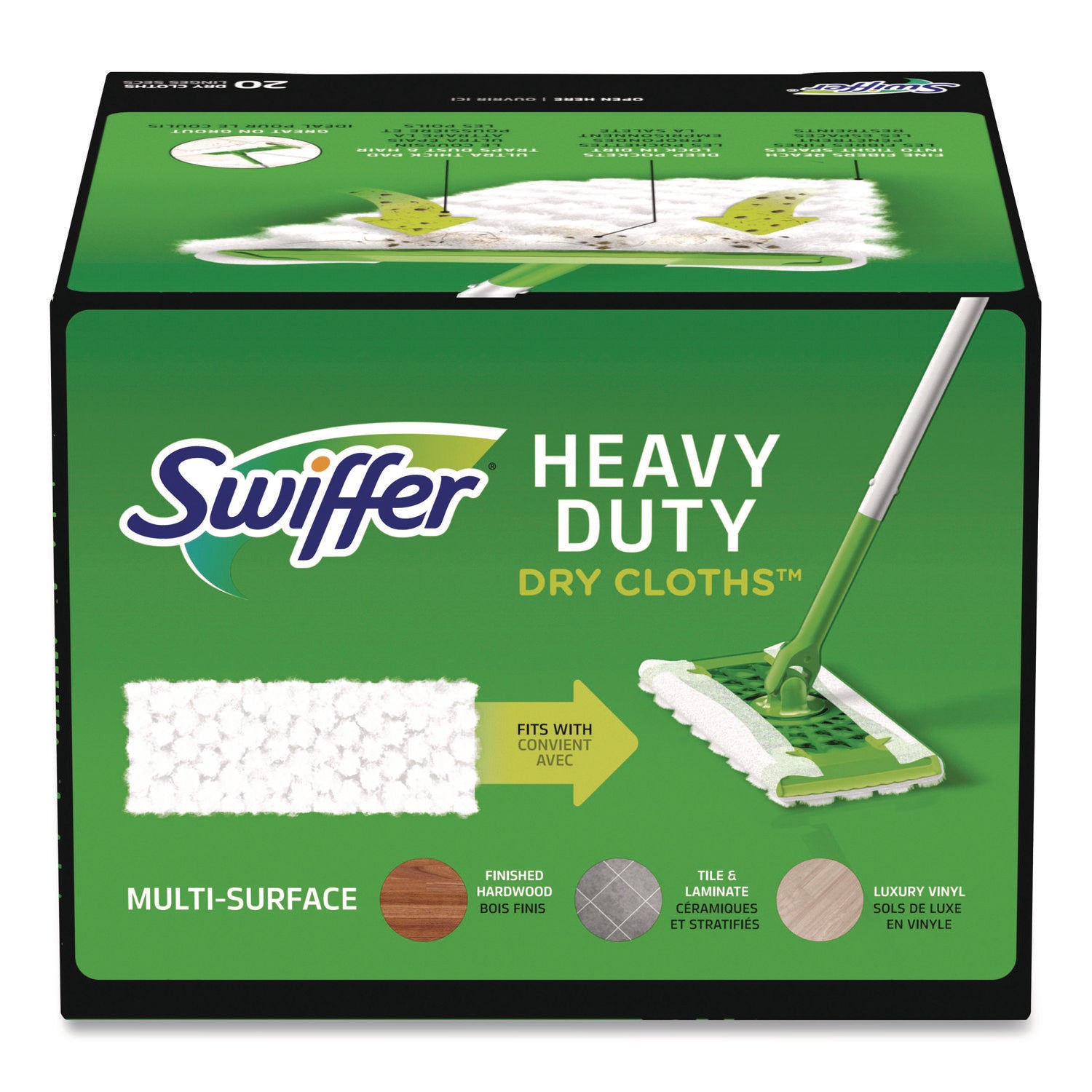 Heavy-Duty Dry Refill Cloths, 10.3 x 7.8, White, 20/Pack, 4 Packs/Carton