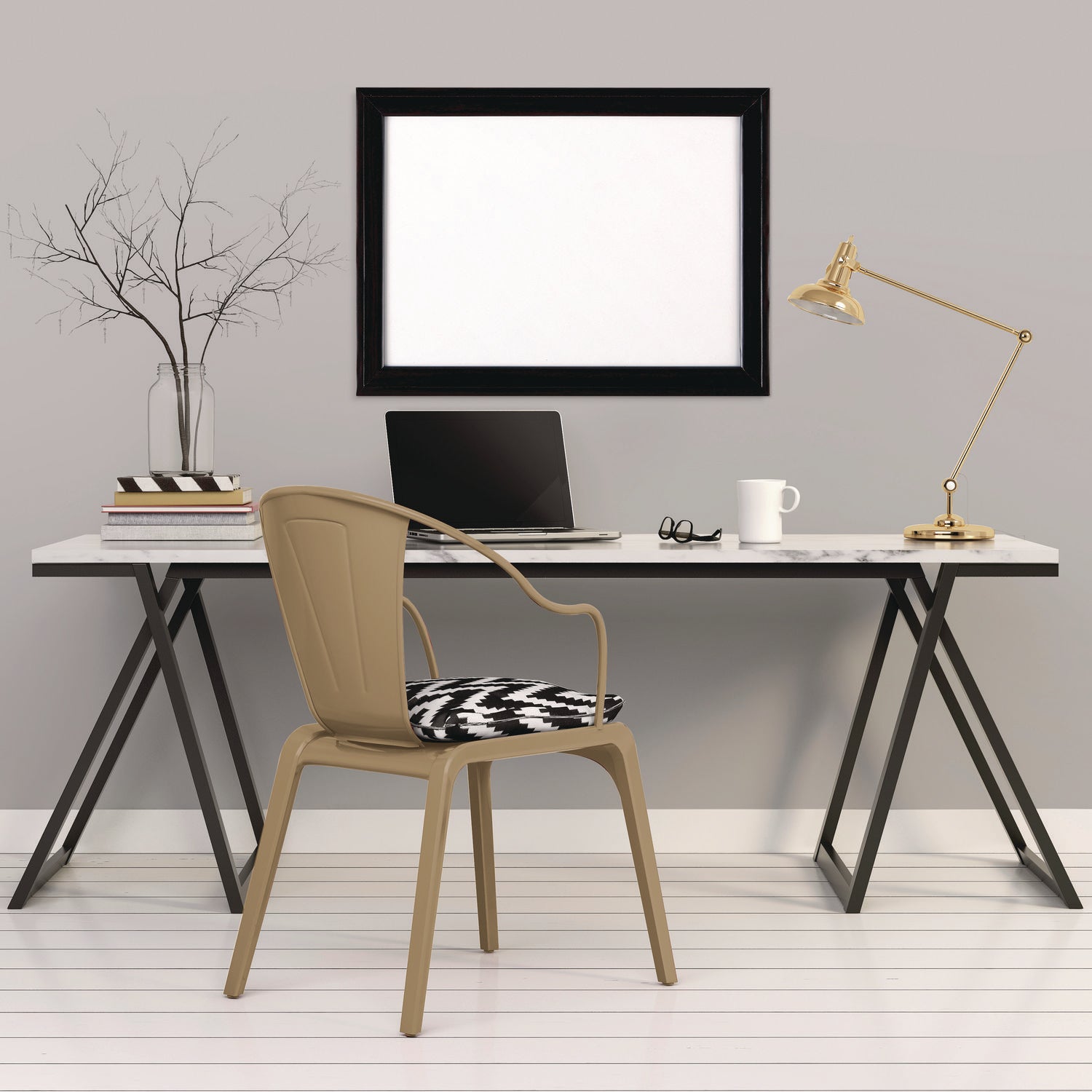 23" (1.9 ft) Width x 17" (1.4 ft) Height - White Painted Steel Surface - Ebony Wood Frame - Horizontal/Vertical - Magnetic - Smooth Writing, Easy to Clean - 1 Each