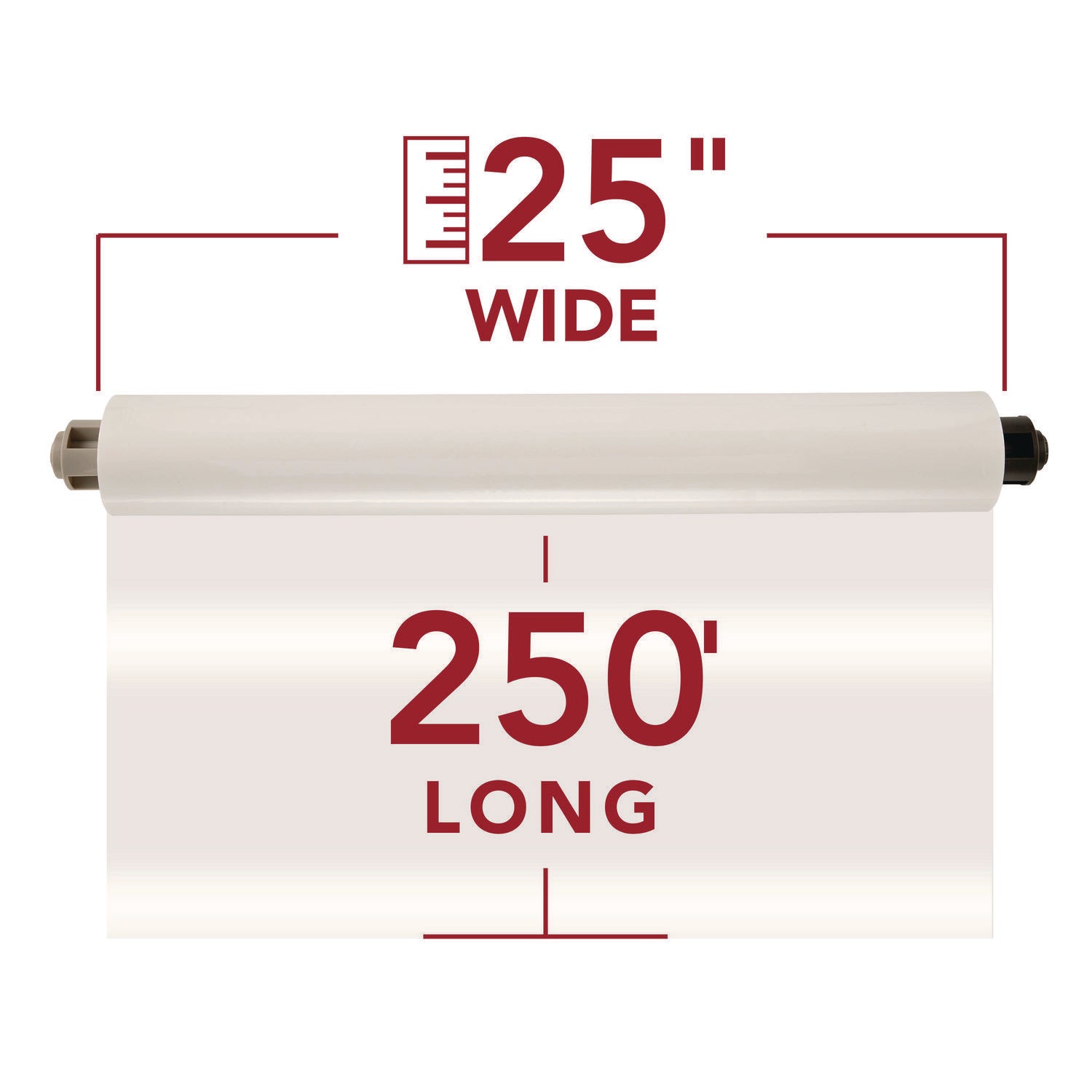 GBC EZ Load Gray End Cap Laminating Roll Film, 25" x 250 ft, 3 mil, Glossy, Clear, 2 Rolls per Carton