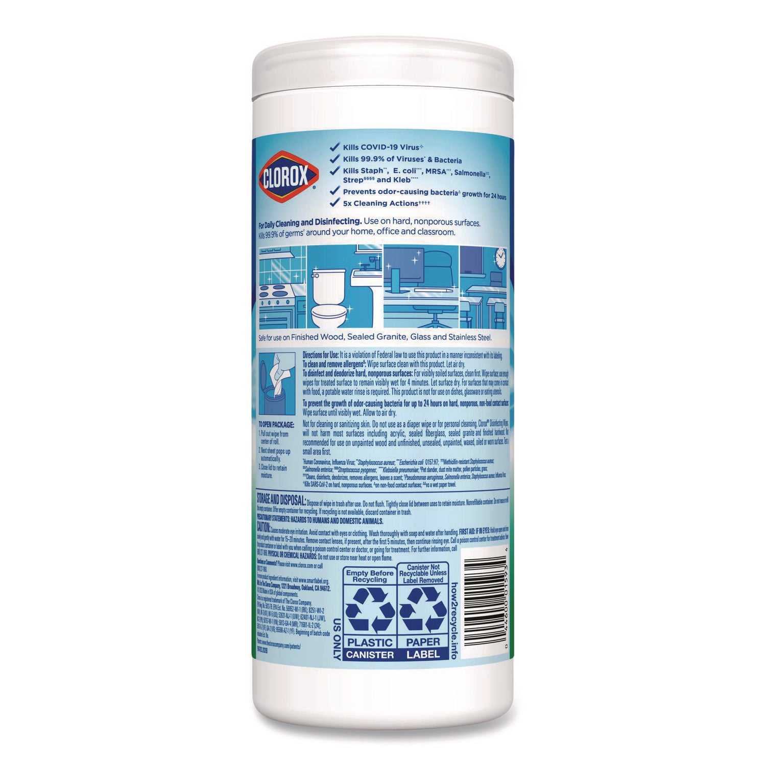 Disinfecting Wipes, Bleach Free Cleaning Wipes, 1-Ply, 7 x 8, Fresh Scent, White, 35/Canister