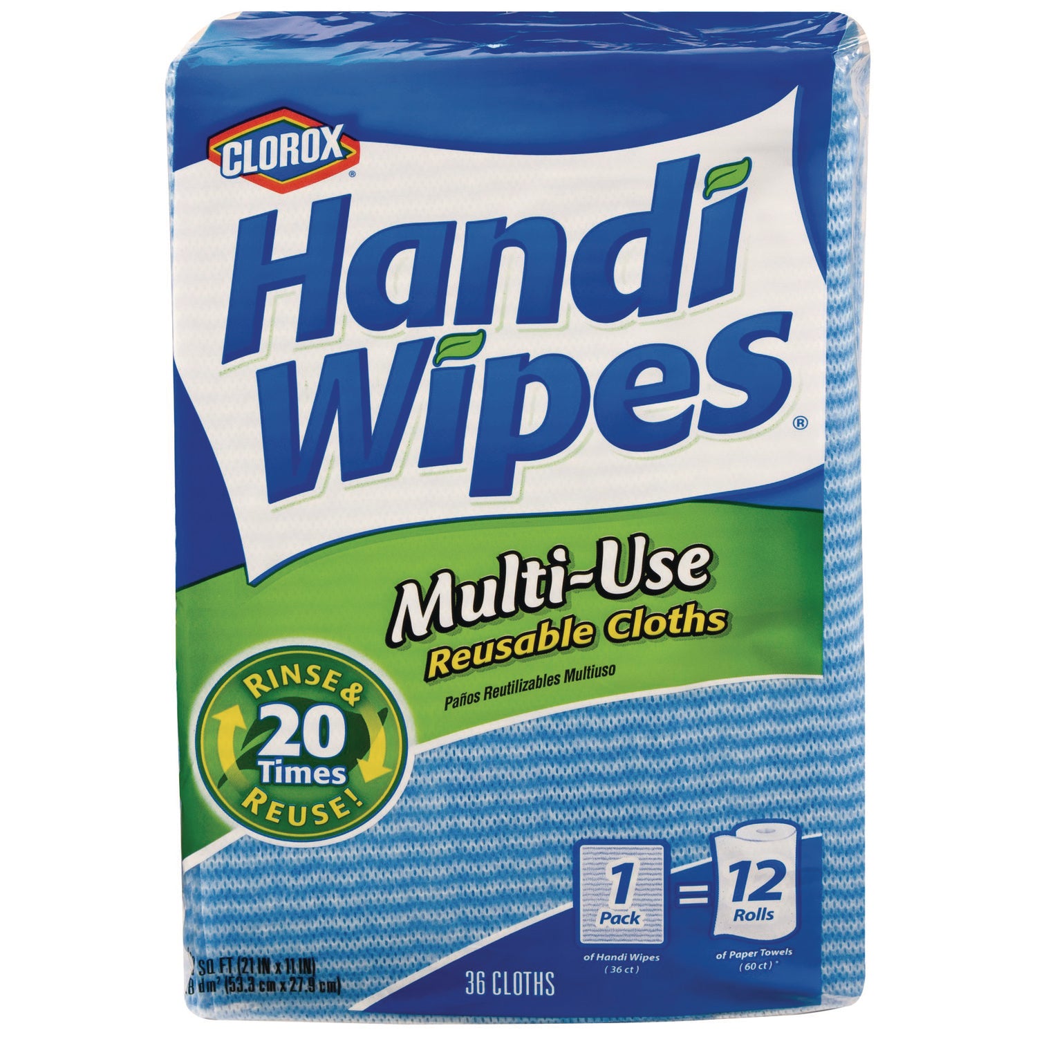 Handi Wipes, 21 X 11, Blue, 36 Wipes/pack, 4 Packs/carton