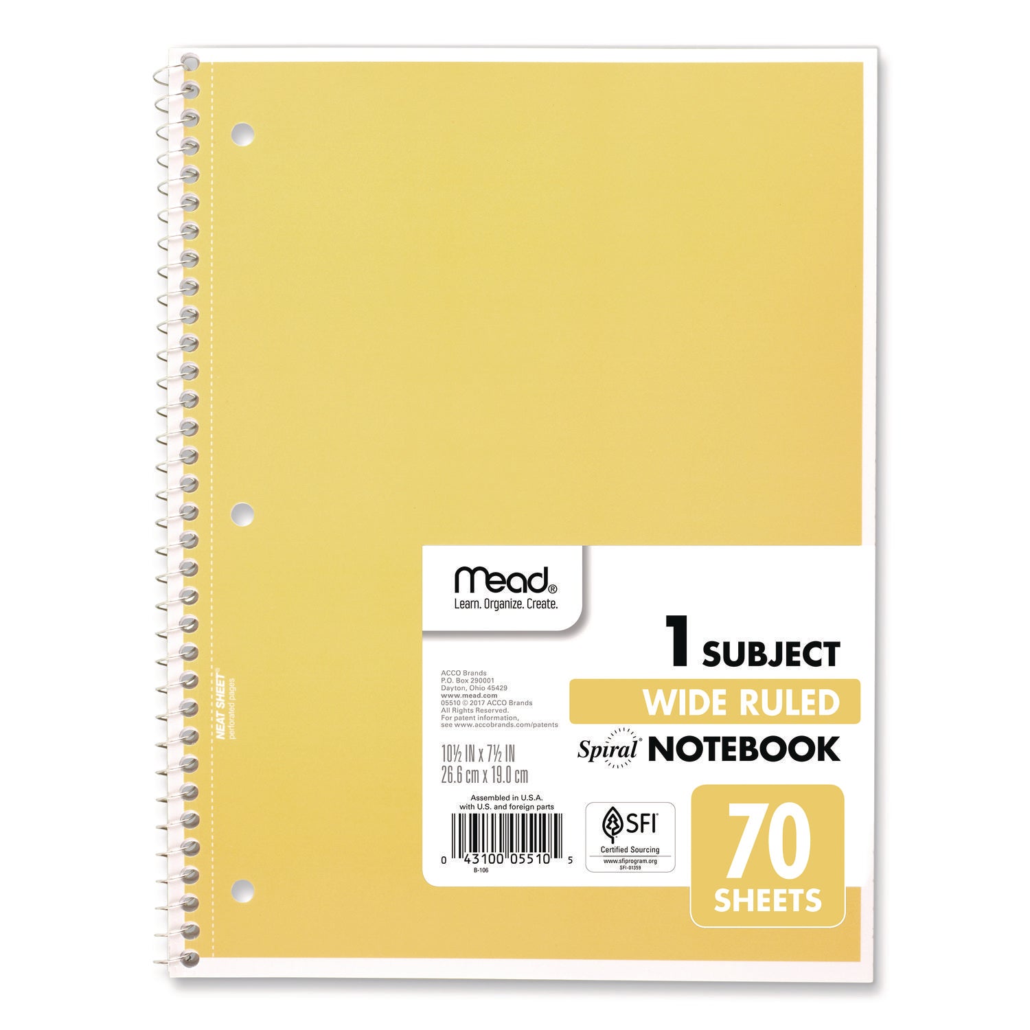 70 Sheets - 140 Pages - Spiral Bound - 3 Hole(s) - 10 1/2" x 8" Sheet Size - 10" Height x 8" Width x 0.5" Length - White Paper - Assorted Cover - Durable Cover, Bleed Resistant, Perforated, Spiral Lock, Lightweight - 4 / Pack