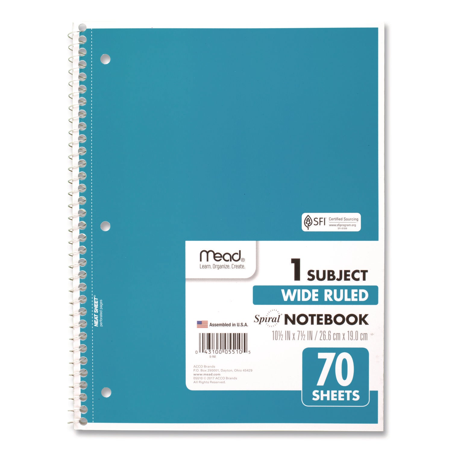 70 Sheets - 140 Pages - Spiral Bound - 3 Hole(s) - 10 1/2" x 8" Sheet Size - 10" Height x 8" Width x 0.5" Length - White Paper - Assorted Cover - Durable Cover, Bleed Resistant, Perforated, Spiral Lock, Lightweight - 4 / Pack