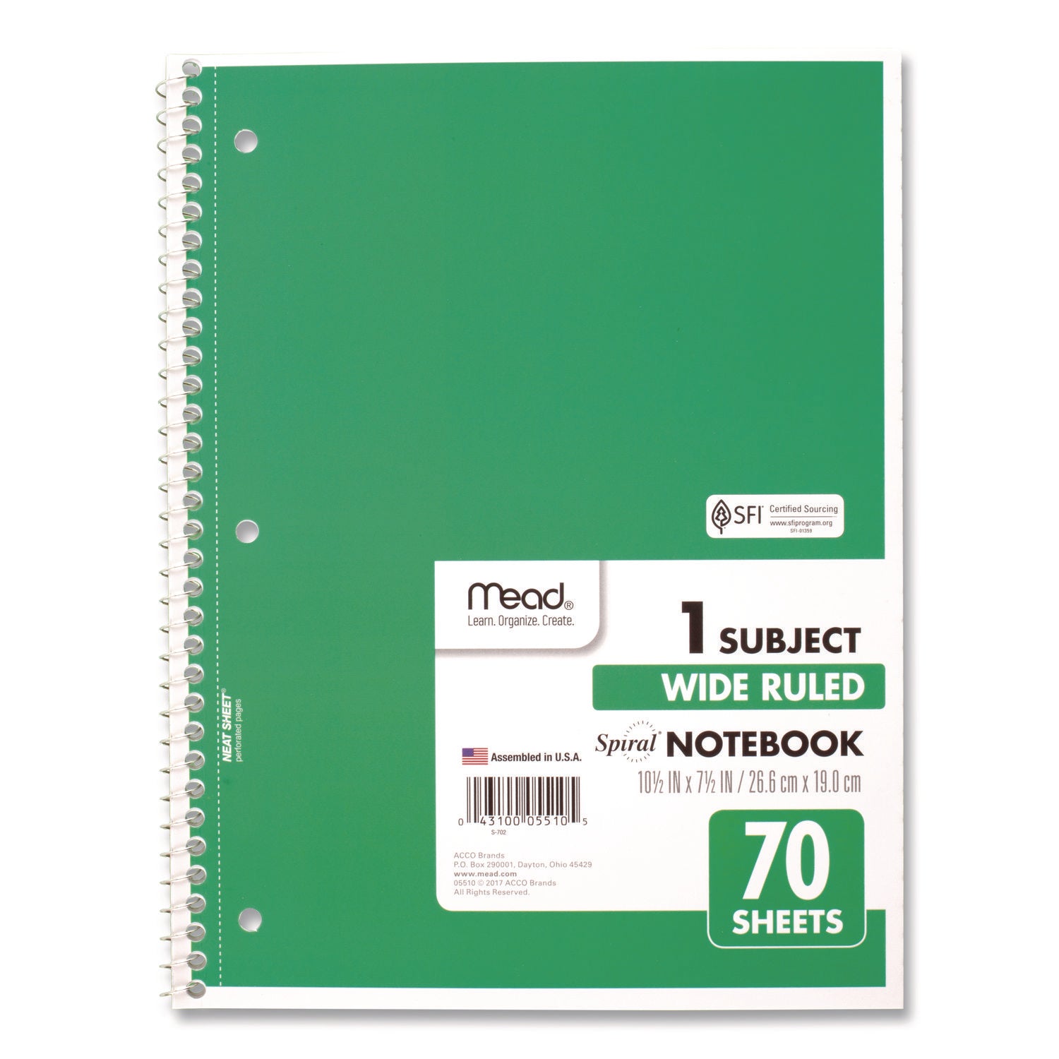 70 Sheets - 140 Pages - Spiral Bound - 3 Hole(s) - 10 1/2" x 8" Sheet Size - 10" Height x 8" Width x 0.5" Length - White Paper - Assorted Cover - Durable Cover, Bleed Resistant, Perforated, Spiral Lock, Lightweight - 4 / Pack