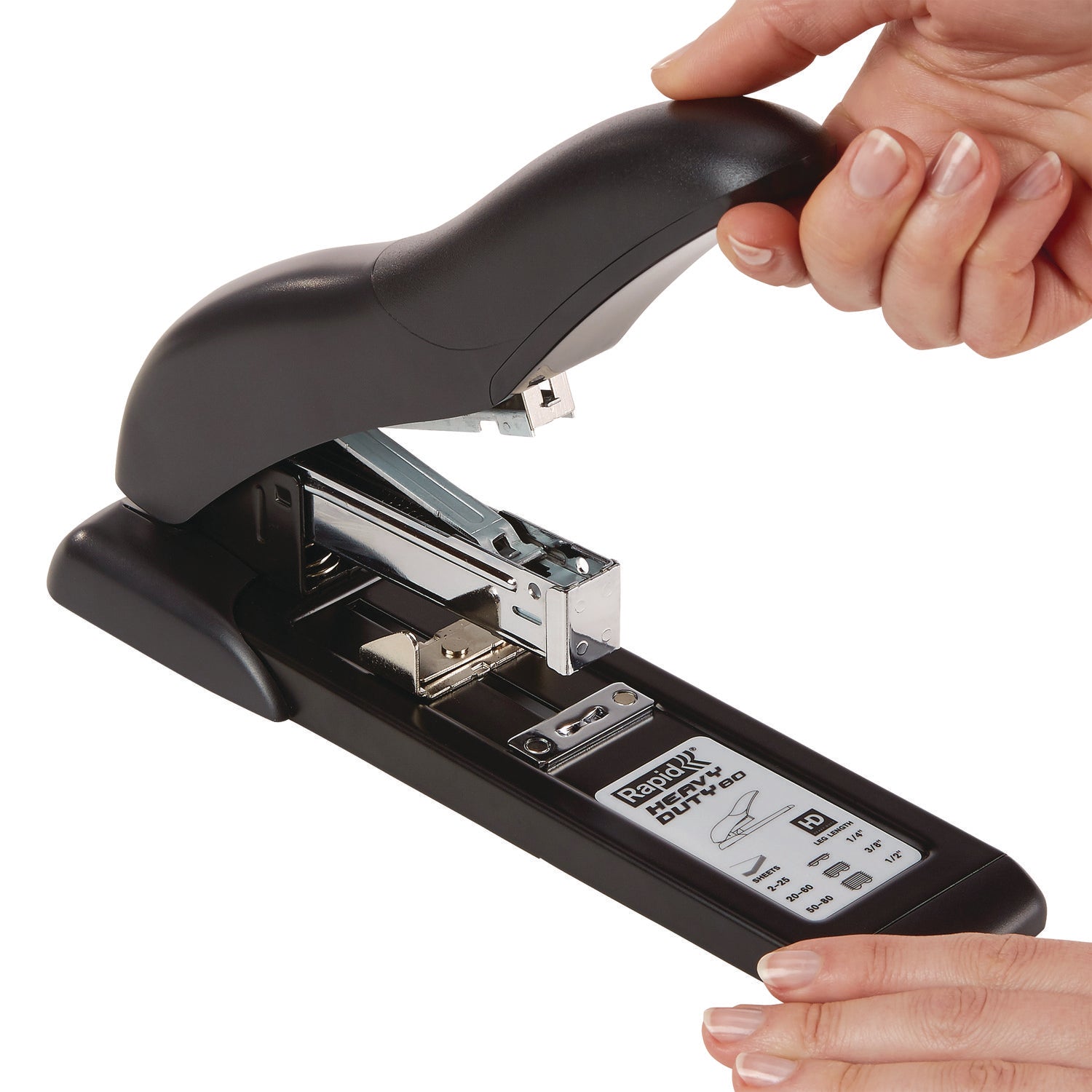 Staples Upto 80 Sheet of 20lb Paper - Staple Size: 0.25" , 0.37" , 0.50" - 2.25" Throat Depth - Black - Metal, Plastic - 1 Each