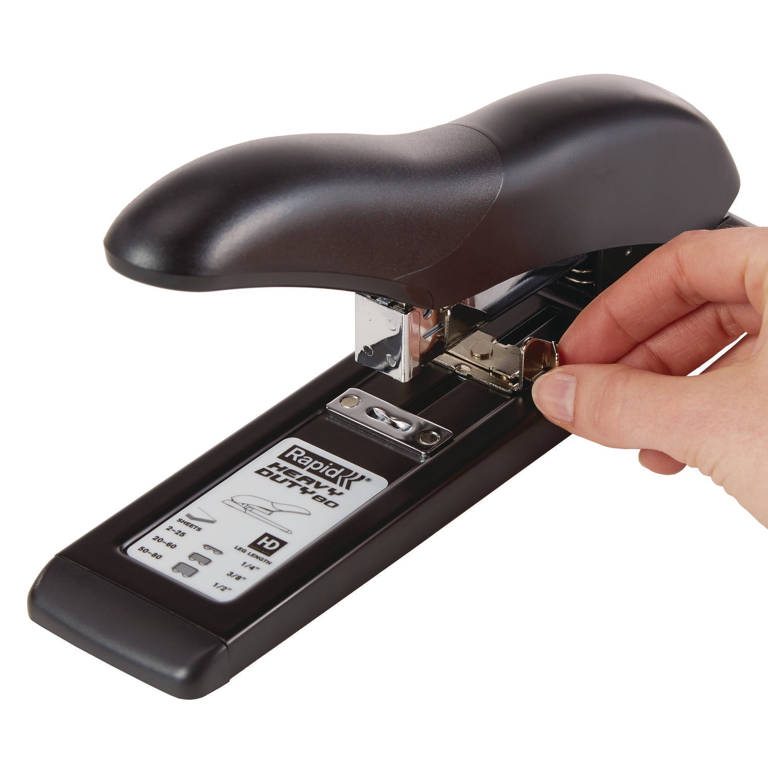 Staples Upto 80 Sheet of 20lb Paper - Staple Size: 0.25" , 0.37" , 0.50" - 2.25" Throat Depth - Black - Metal, Plastic - 1 Each