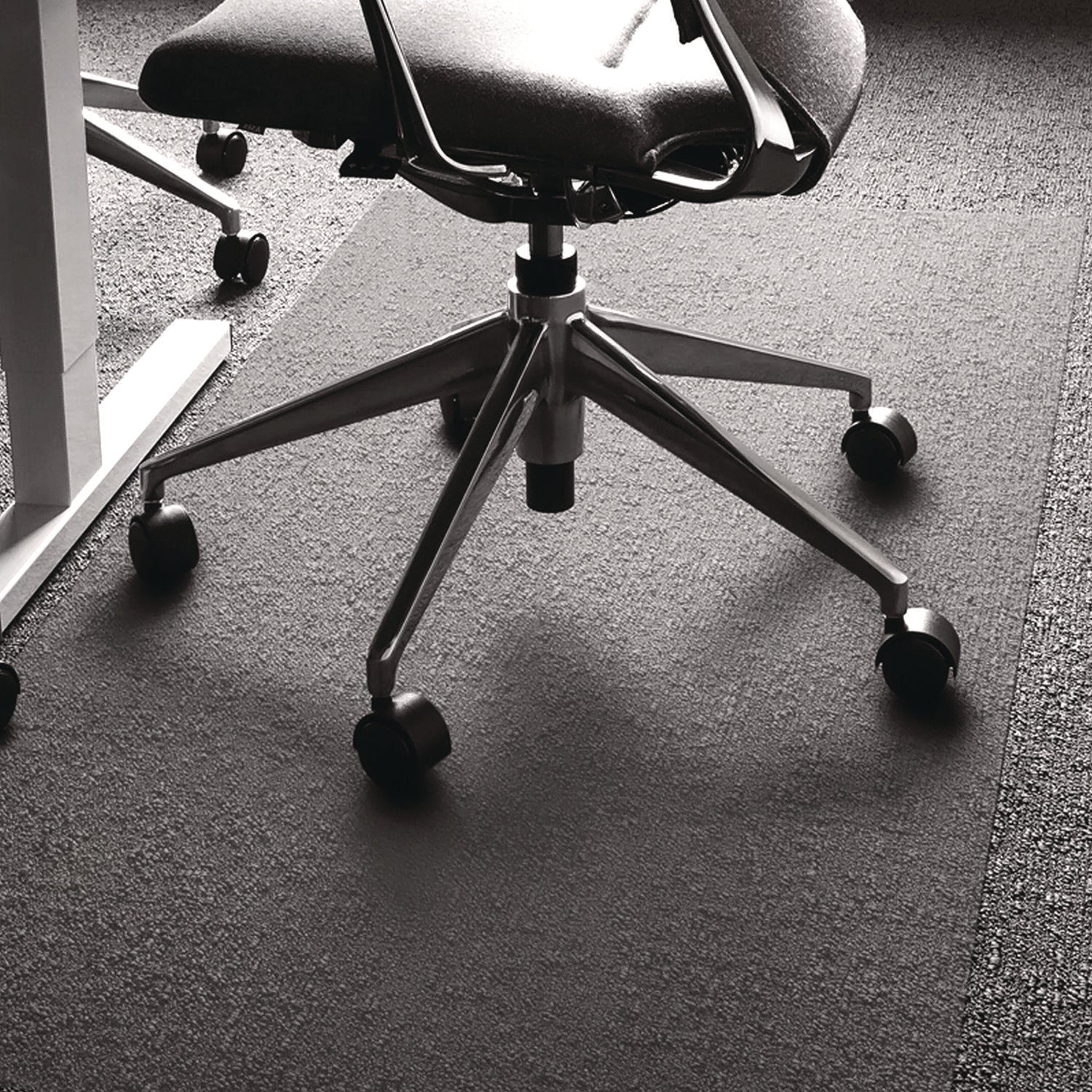 Carpet, Home, Carpet - 60" Length x 60" Width x 0.090" Depth x 0.090" Thickness - Rectangular - Polycarbonate, Polyvinyl Chloride (PVC) - Clear - 1 Each - TAA Compliant