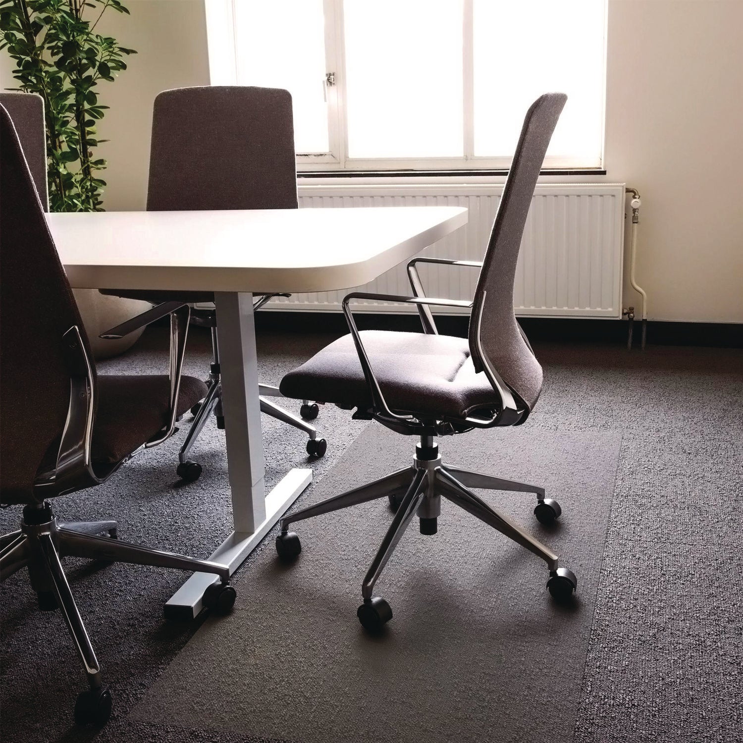 Carpet, Home, Office - 79" Length x 60" Width x 0.090" Depth x 0.090" Thickness - Rectangular - Polycarbonate, Polyvinyl Chloride (PVC) - Clear - 1 Each - TAA Compliant