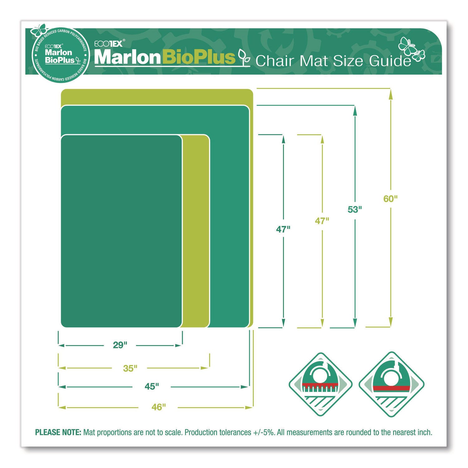 Hard Floor - 60" Length x 46" Width x 0.070" Depth x 0.070" Thickness - Rectangular - Polycarbonate - Clear - 1 Each - TAA Compliant